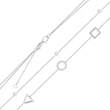 Кольє в білому золоті з підвісами "Геометрія" плетіння якірне - 1577143