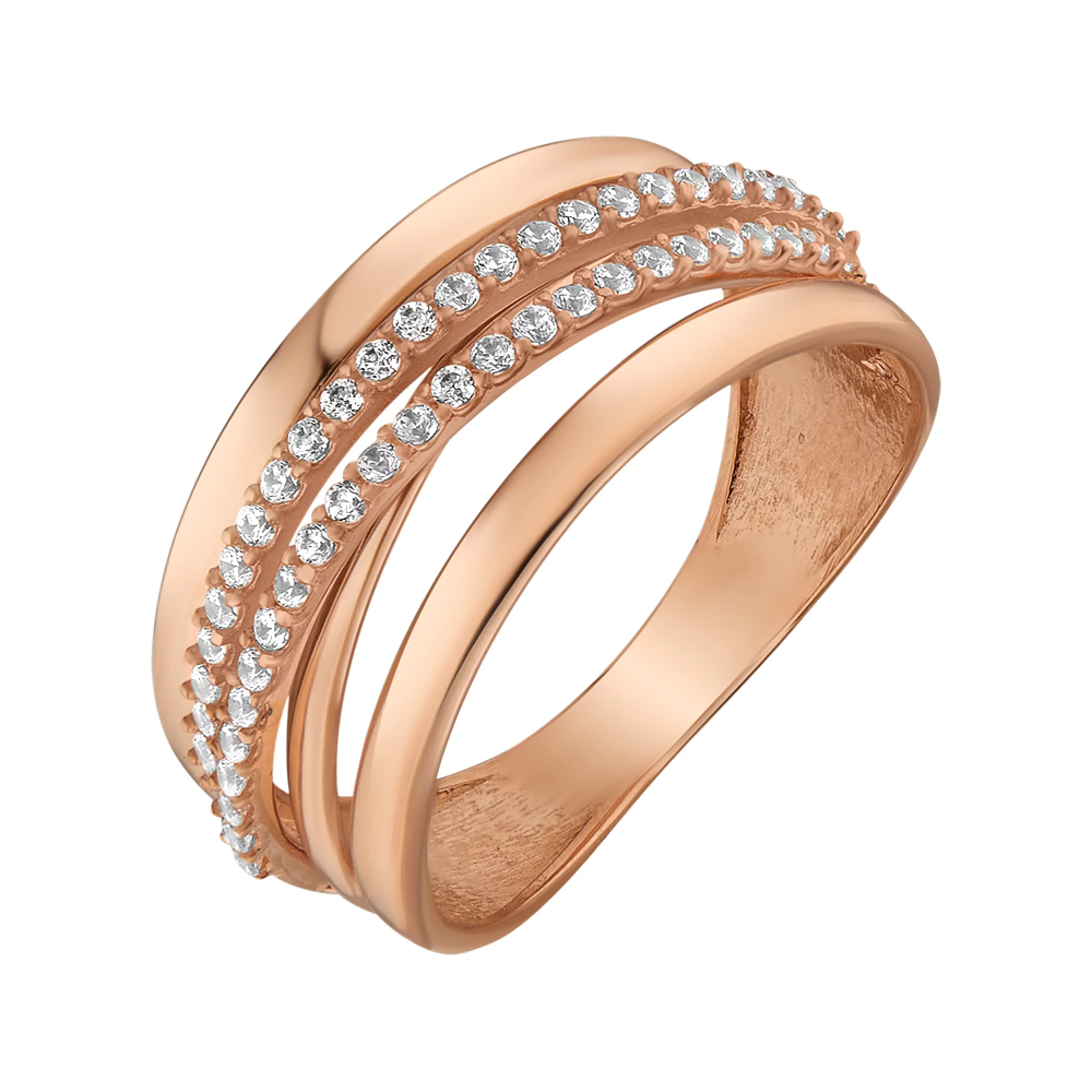 Золотое кольцо с фианитом - 538758 – изображение 1