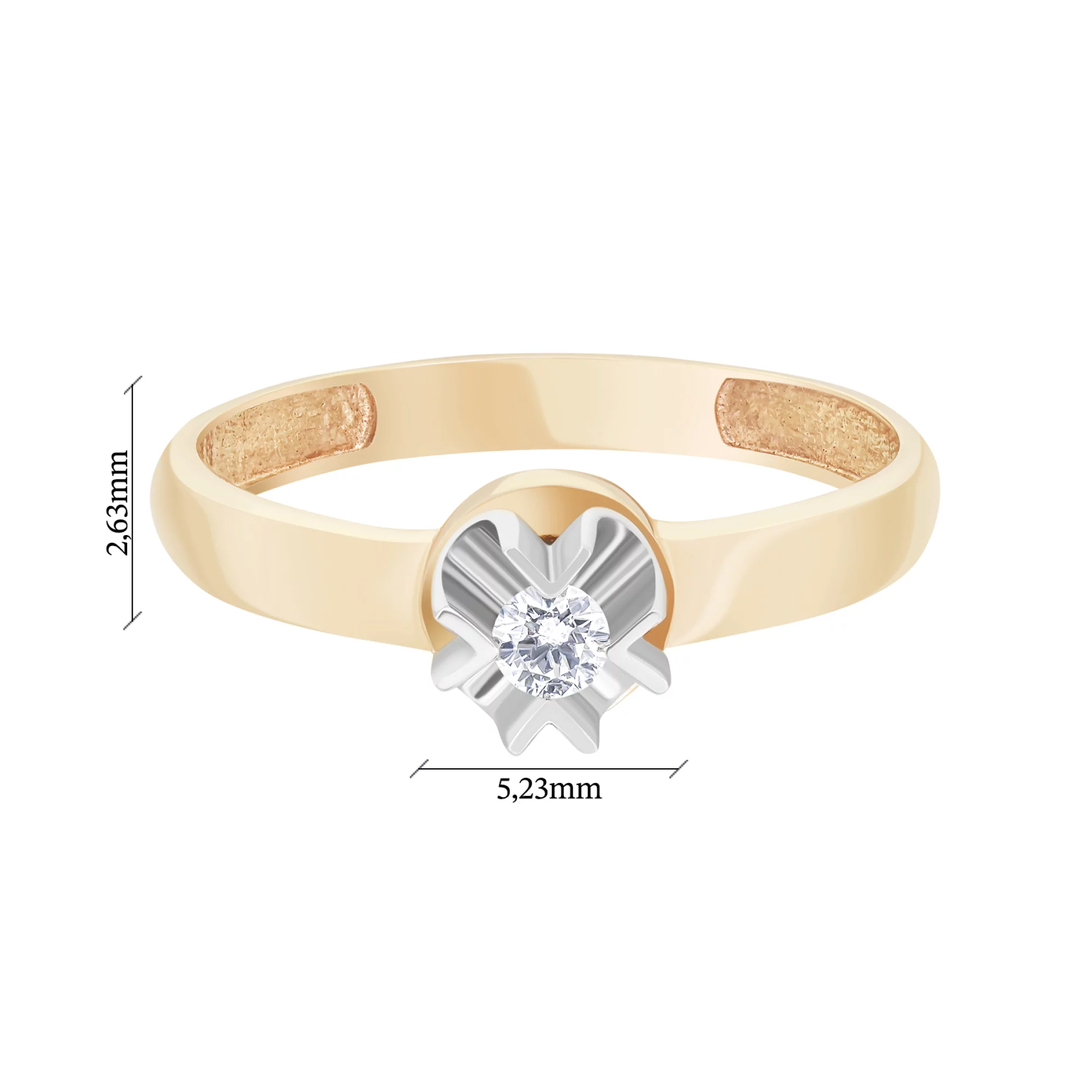 Золотое помолвочное кольцо с бриллиантом - 1626219 – изображение 3