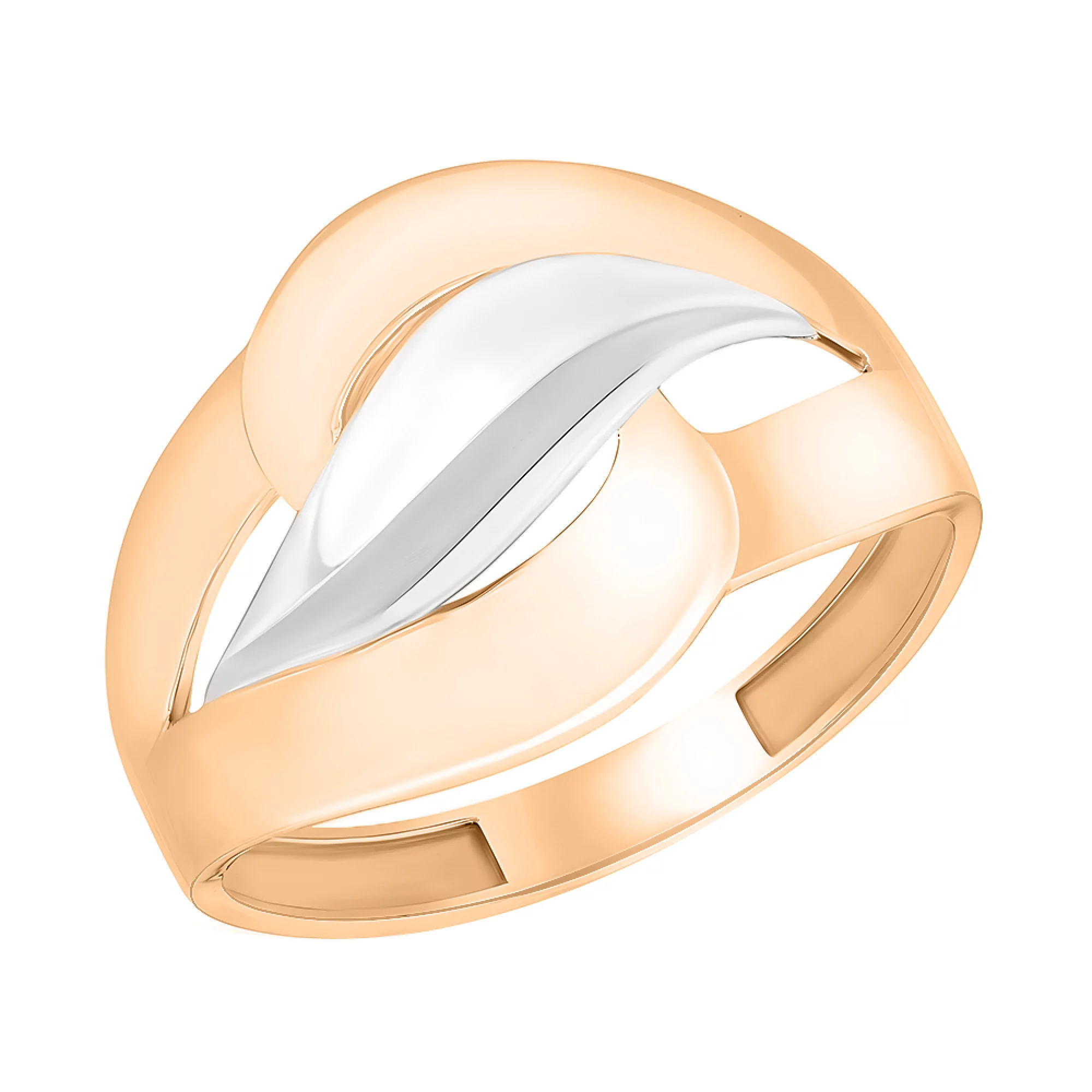 Кольцо "Волна" из красного и белого золота - 1531541 – изображение 1