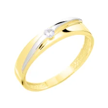 Каблучка з комбінованого золота з фіанітом - 1822662