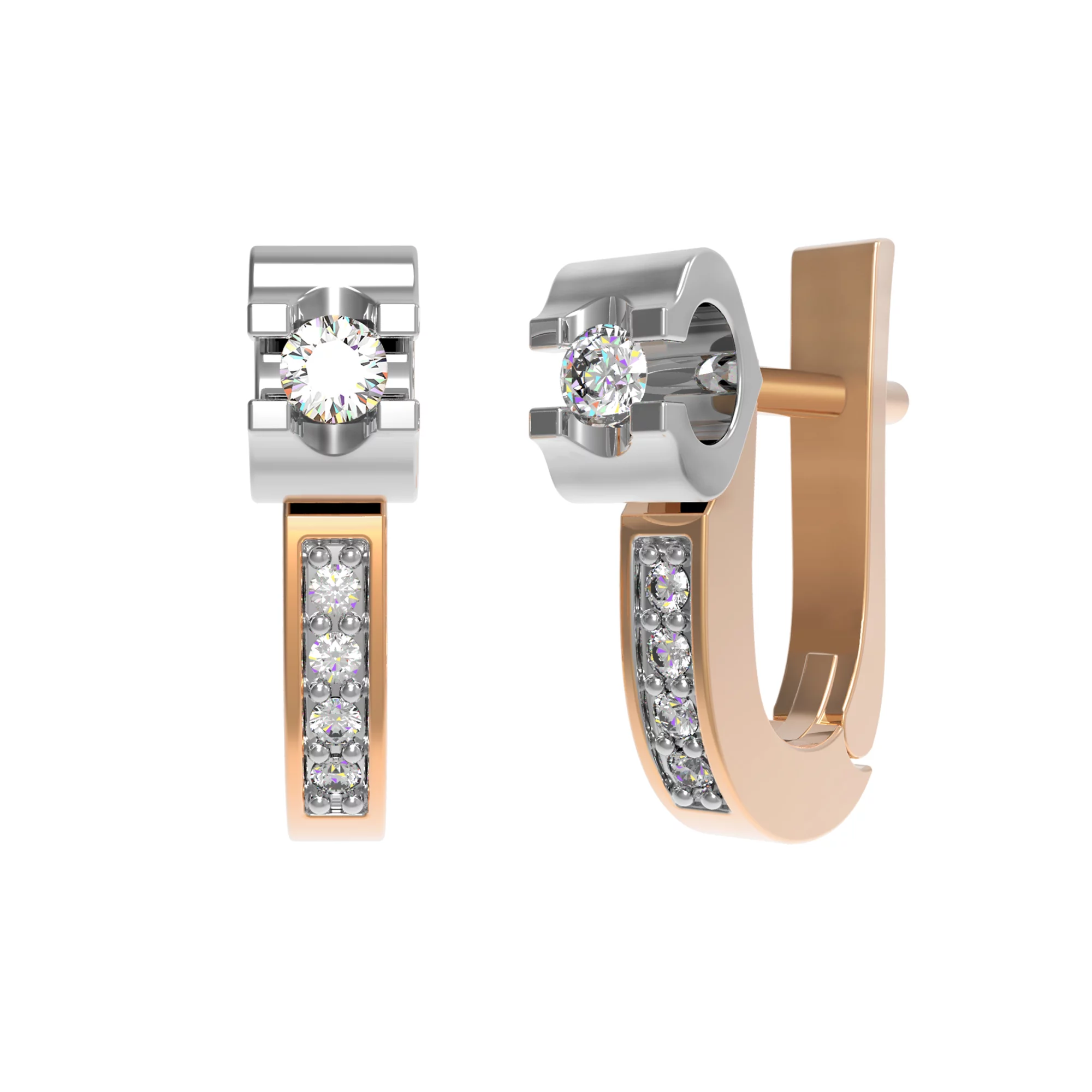 Золотые серьги с бриллиантами - 629301 – изображение 1