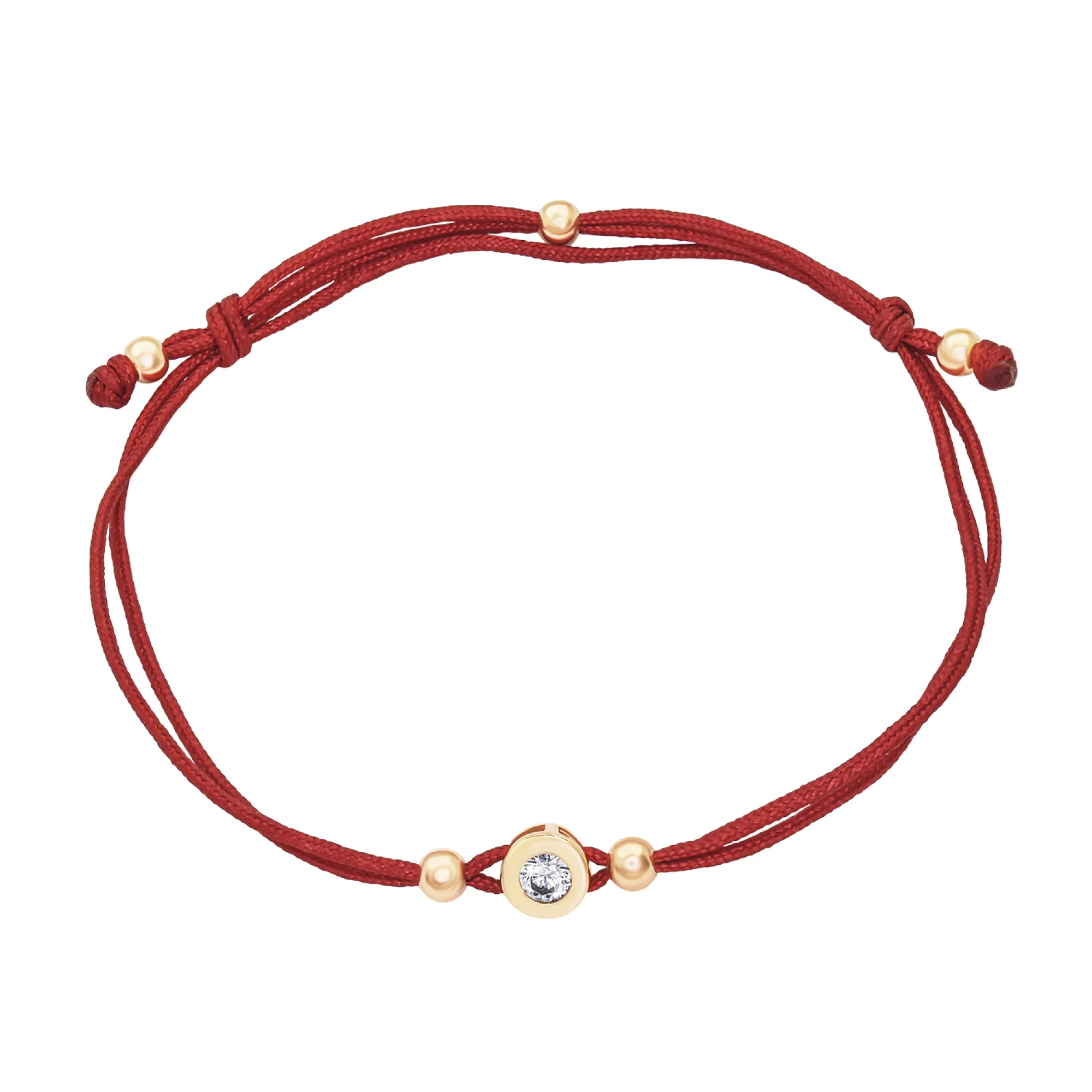 Шелковый браслет с красным золотом и фианитом - 1562184 – изображение 1