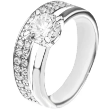 Каблучка подвійна срібна з фіанітами - 835735