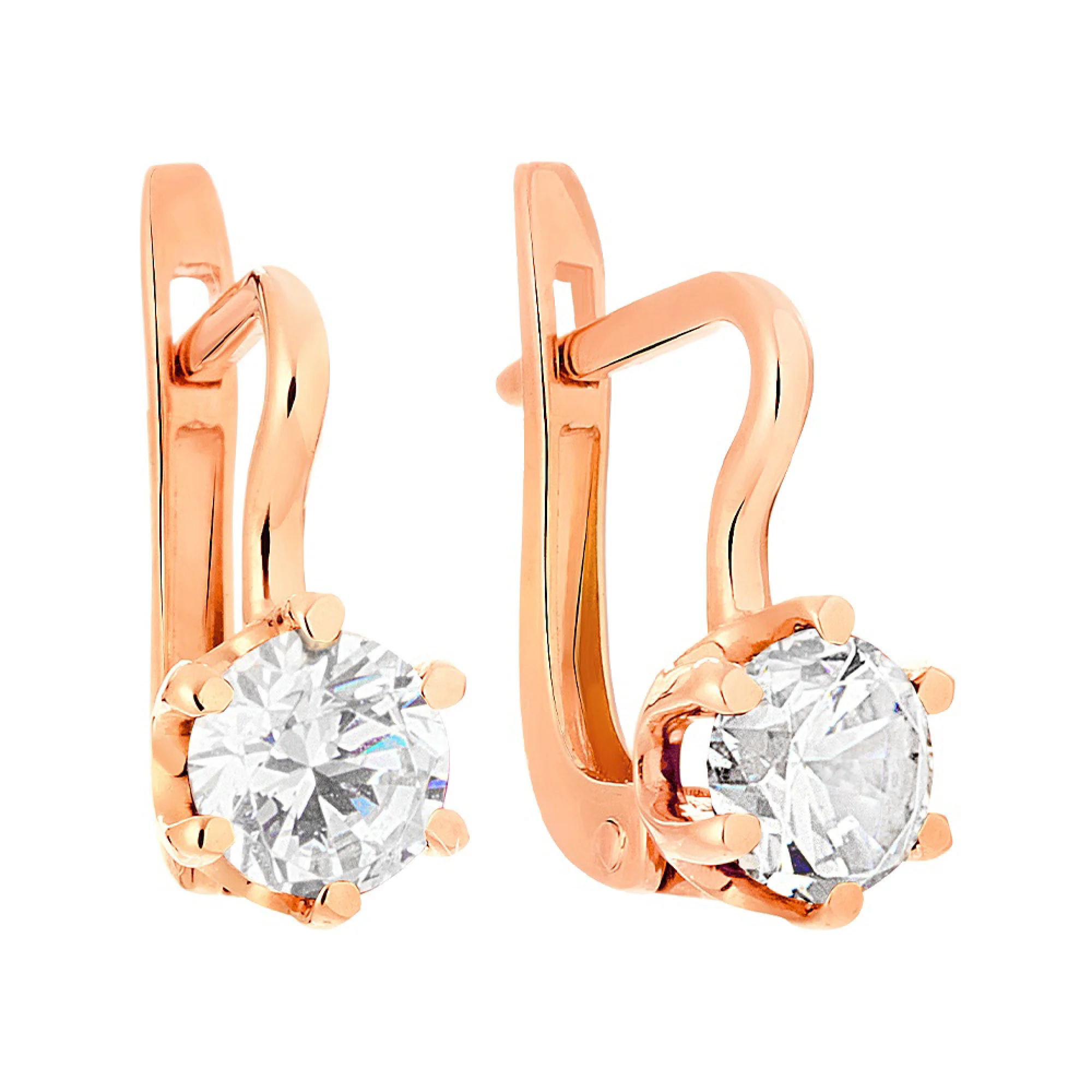 Сережки из красного золота с фианитом - 964146 - 1