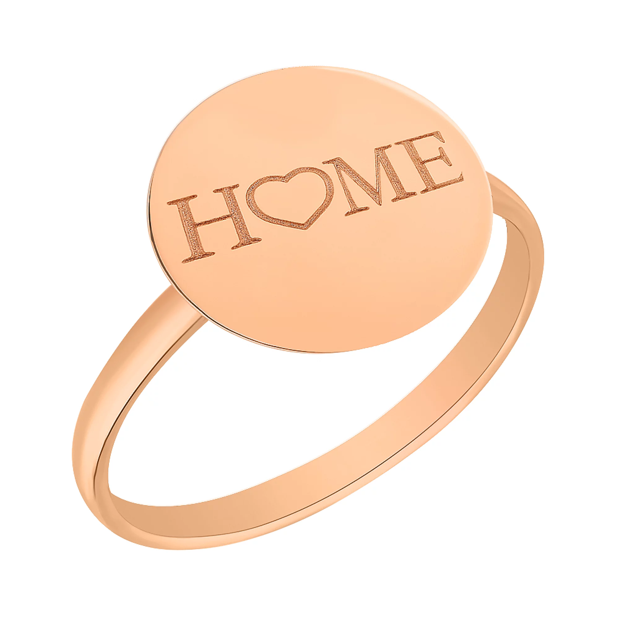 Кольцо монета из красного золота "Home" - 1515065 – изображение 1