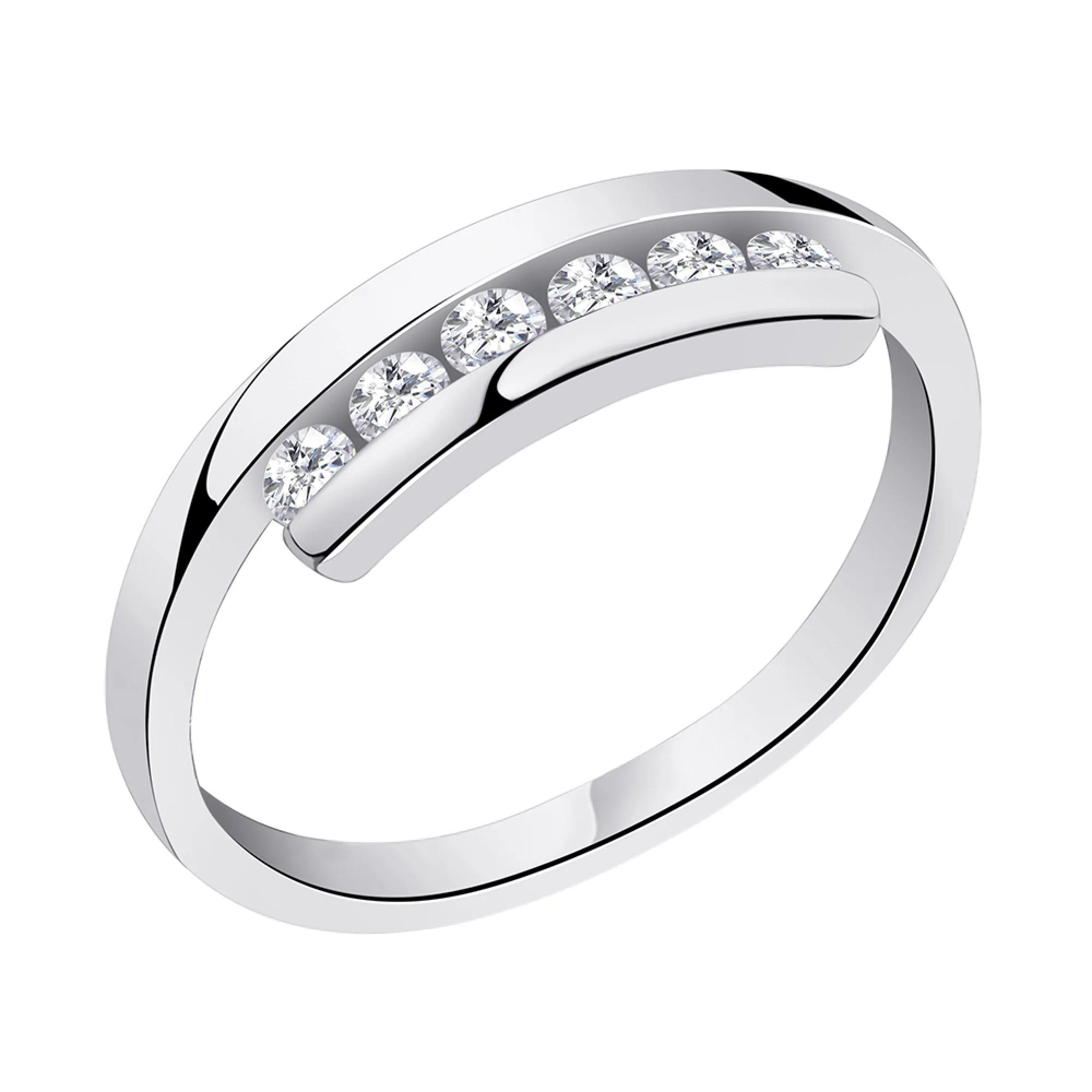 Кольцо из серебра с фианитами - 1297343 - 1