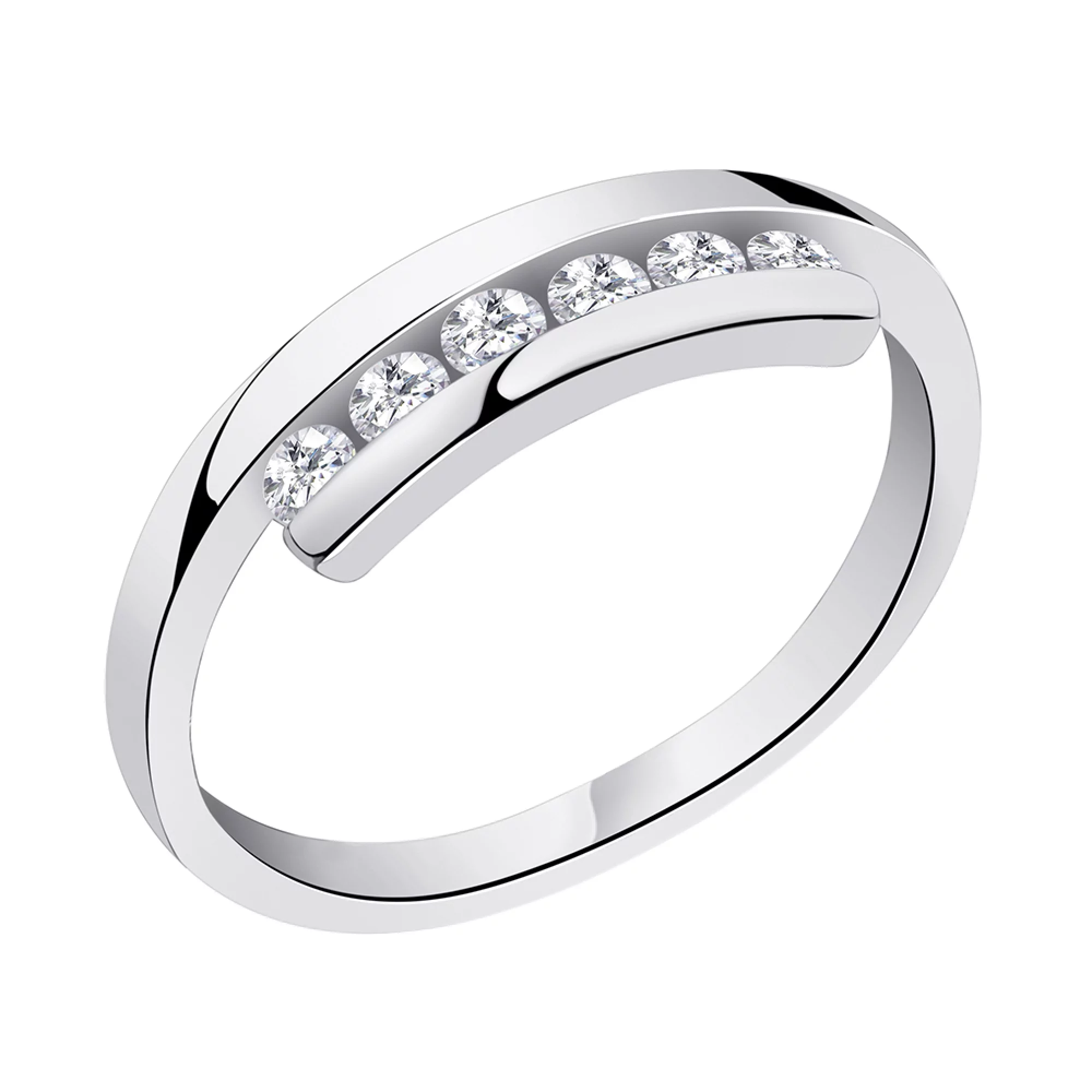 Кольцо из серебра с фианитом - 1297343 – изображение 1