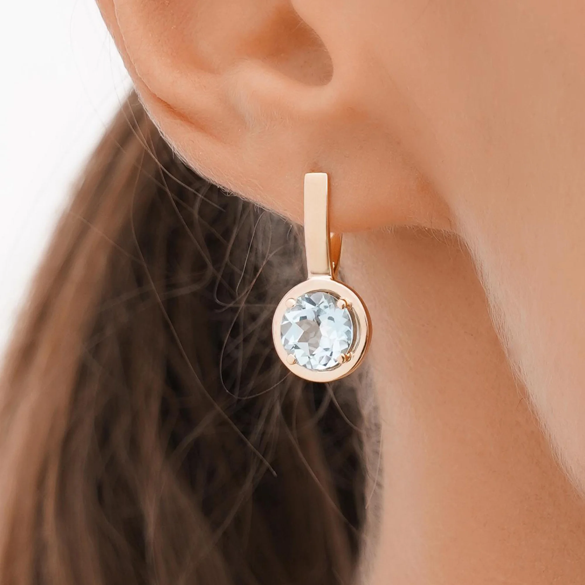 Сережки из красного золота с топазом - 1615175 - 1