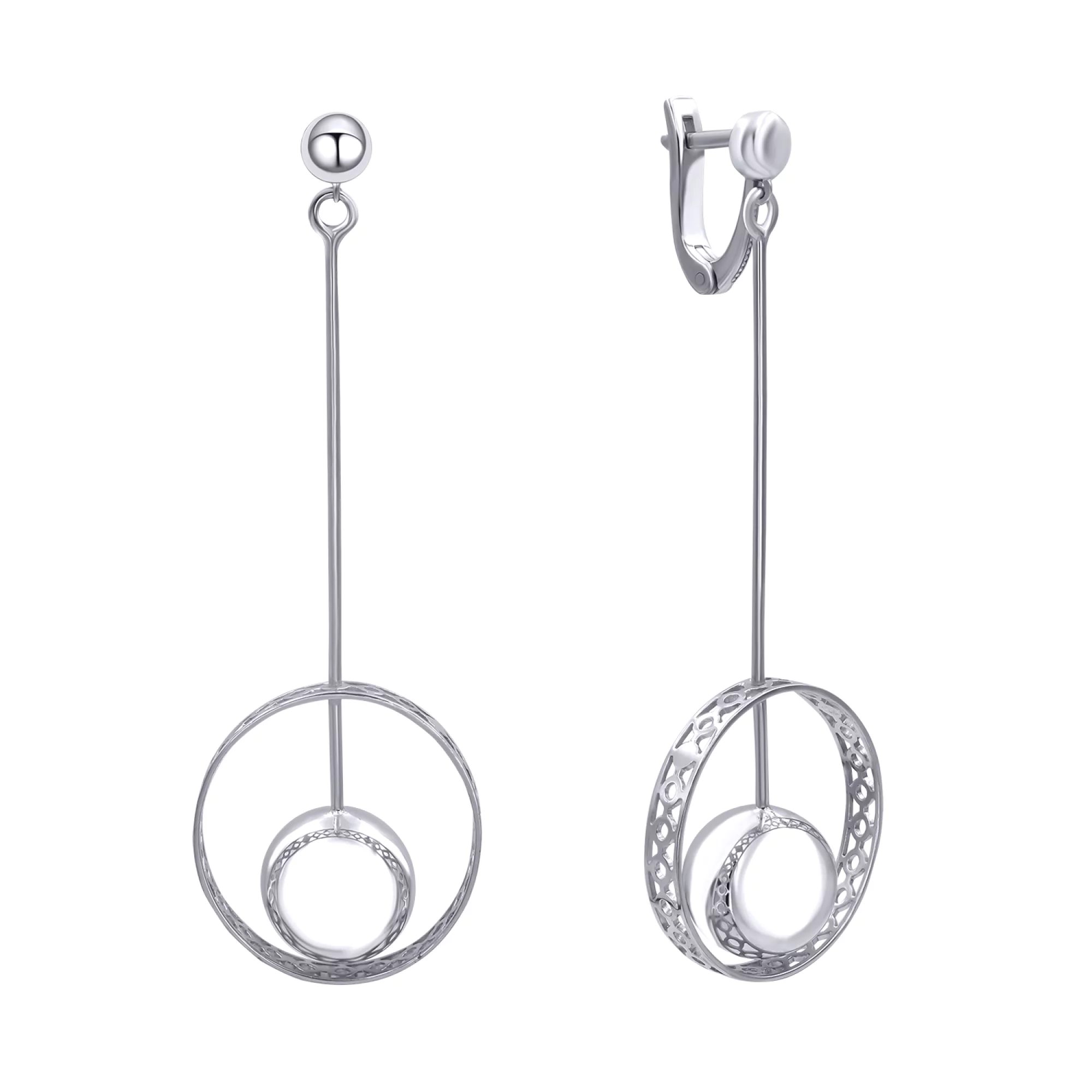 Срібні сережки з підвісами - 405954 – зображення 1