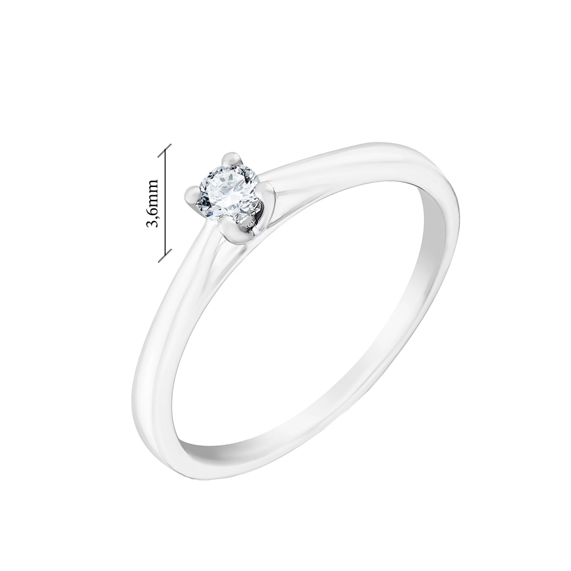 Каблучка для заручин з діамантом у білому золоті - 1669623 – зображення 5