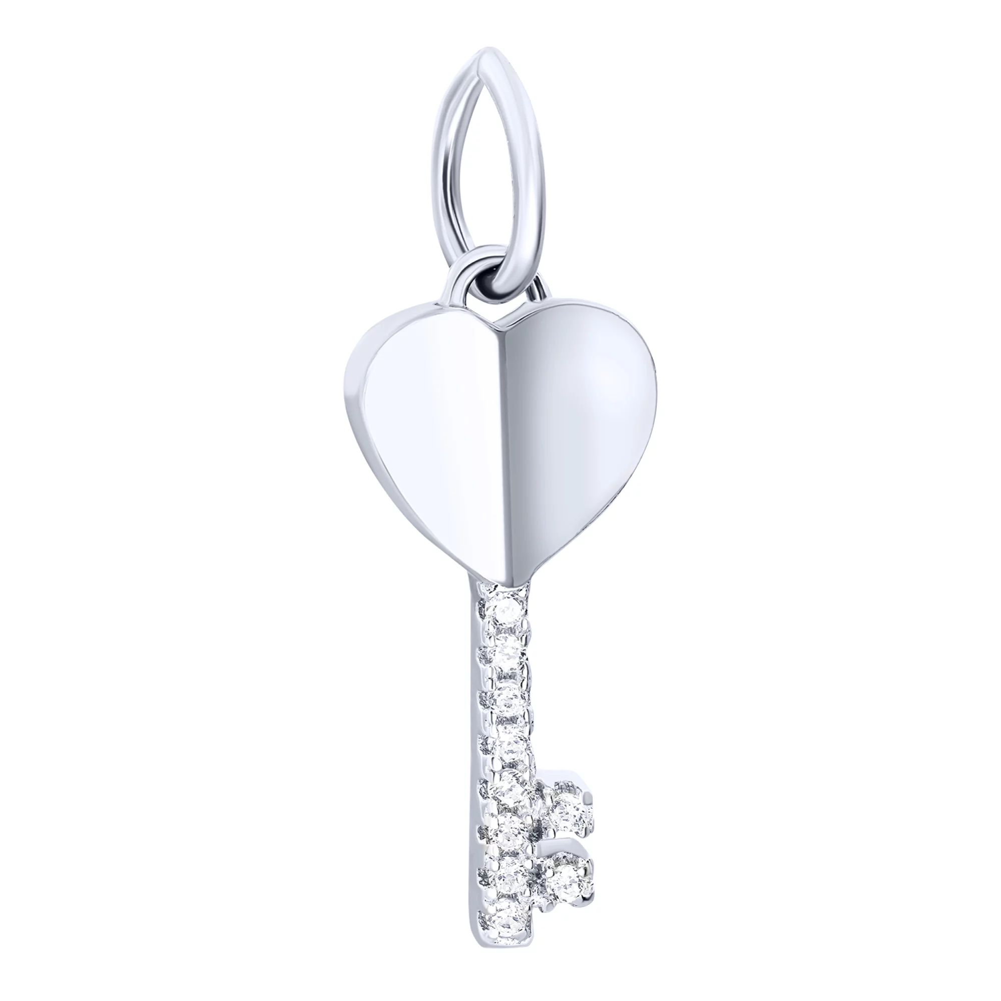 Срібний підвіс "Ключик від Серця" з фіанітами - 1612783 – зображення 1