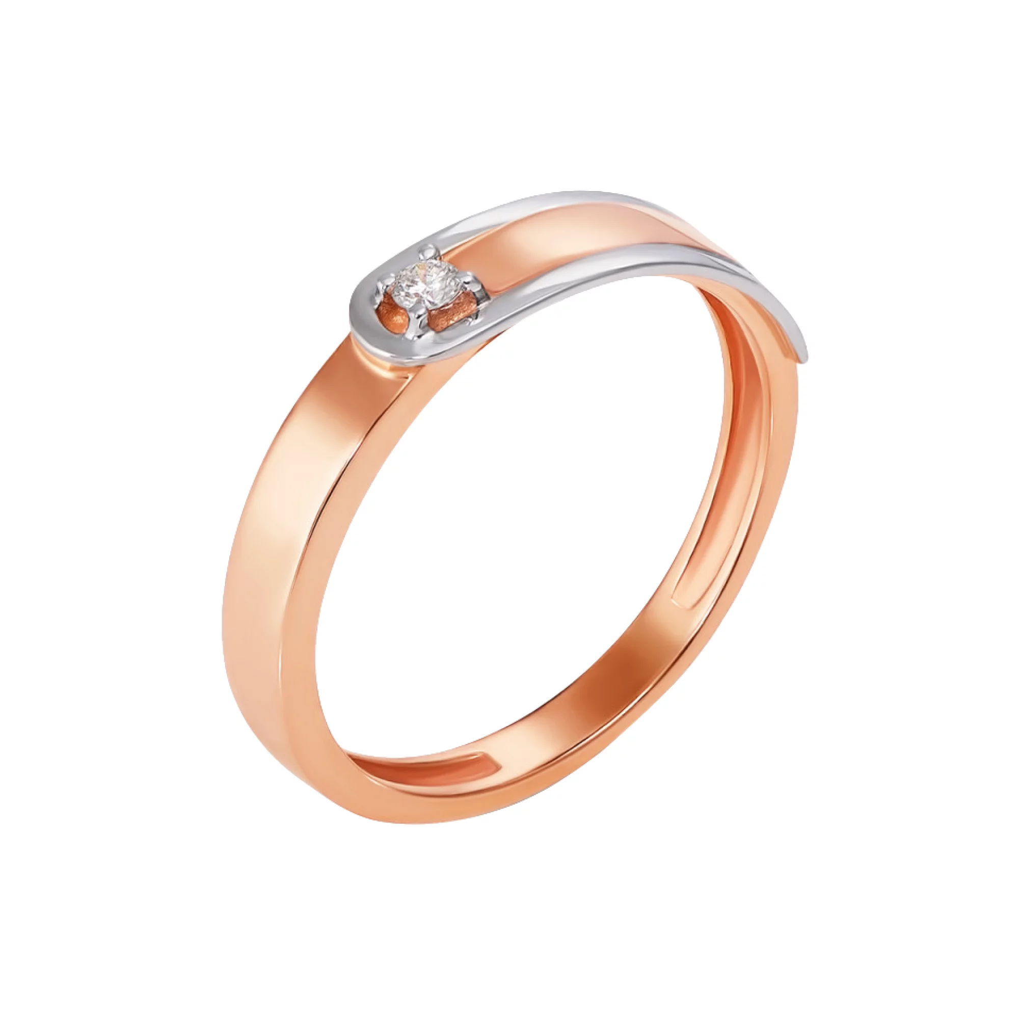 Золотое кольцо с бриллиантом "Булавка" - 474406 – изображение 1