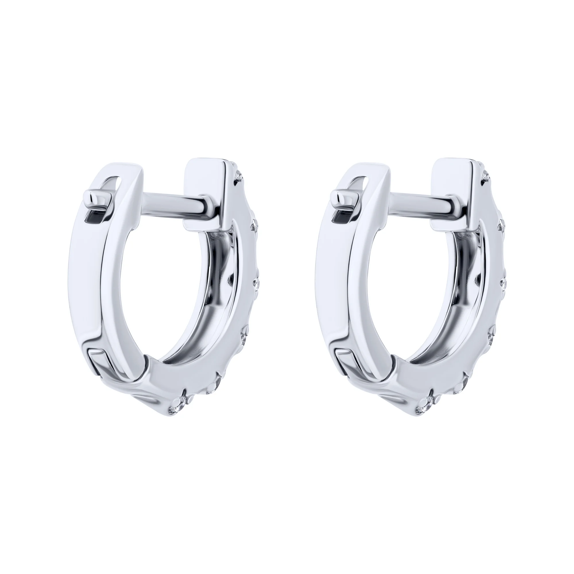 Серебряные серьги-кольца с фианитами - 2123391 - 2