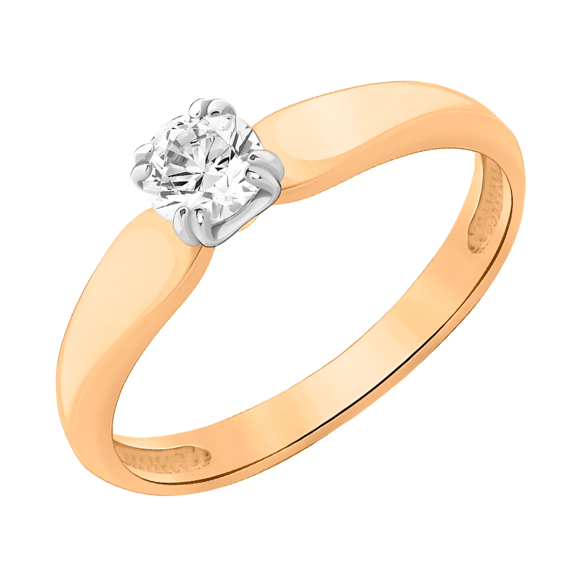 Золотое кольцо с фианитом - 482826 – изображение 1