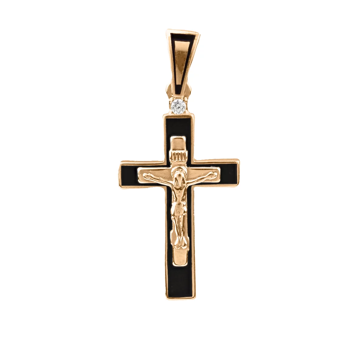 Золотой крестик с эмалью и фианитом. Артикул 501091еч: цена, отзывы, фото – купить в интернет-магазине AURUM