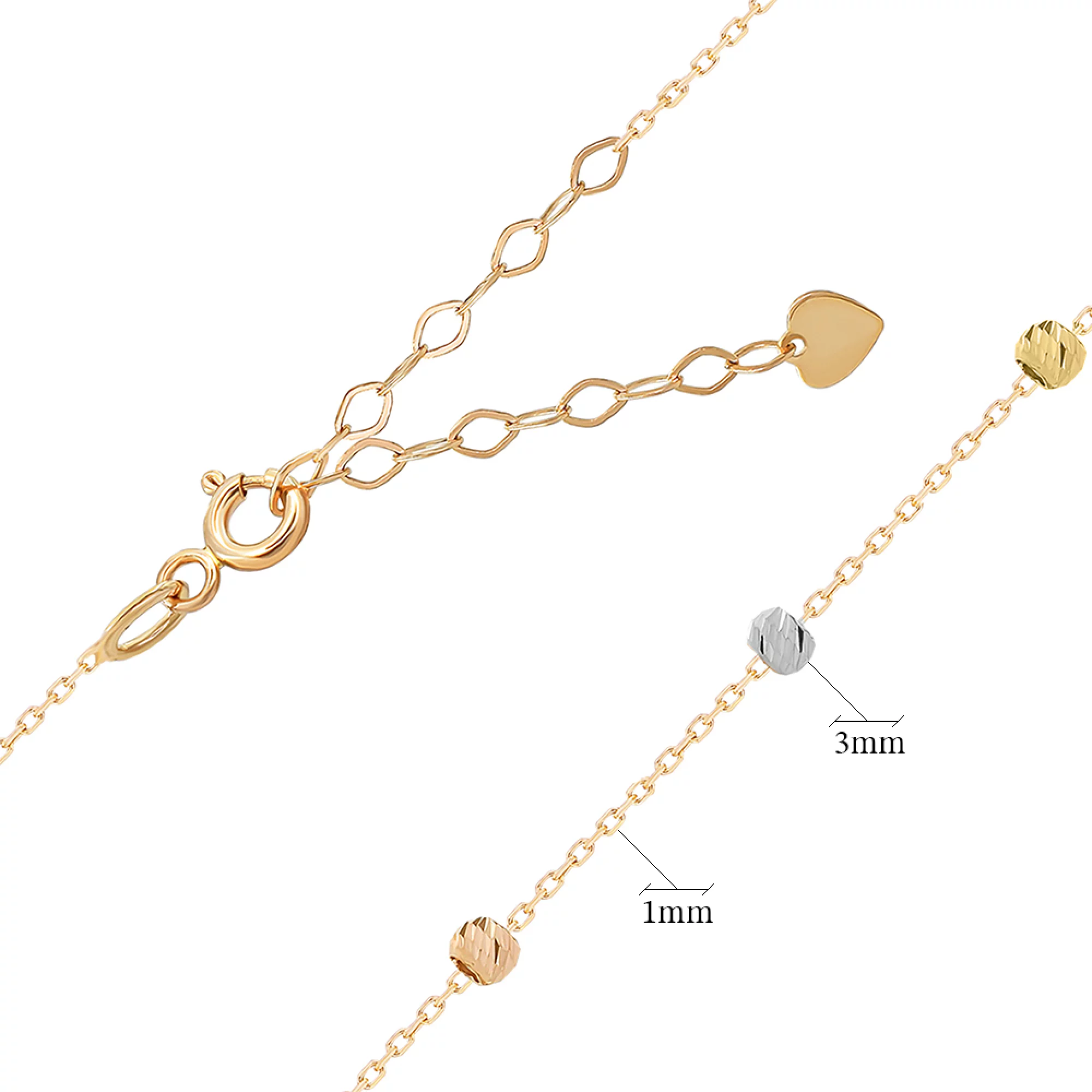Колье "Шары" из комбинированного золота плетение якорное - 1652995 – изображение 3