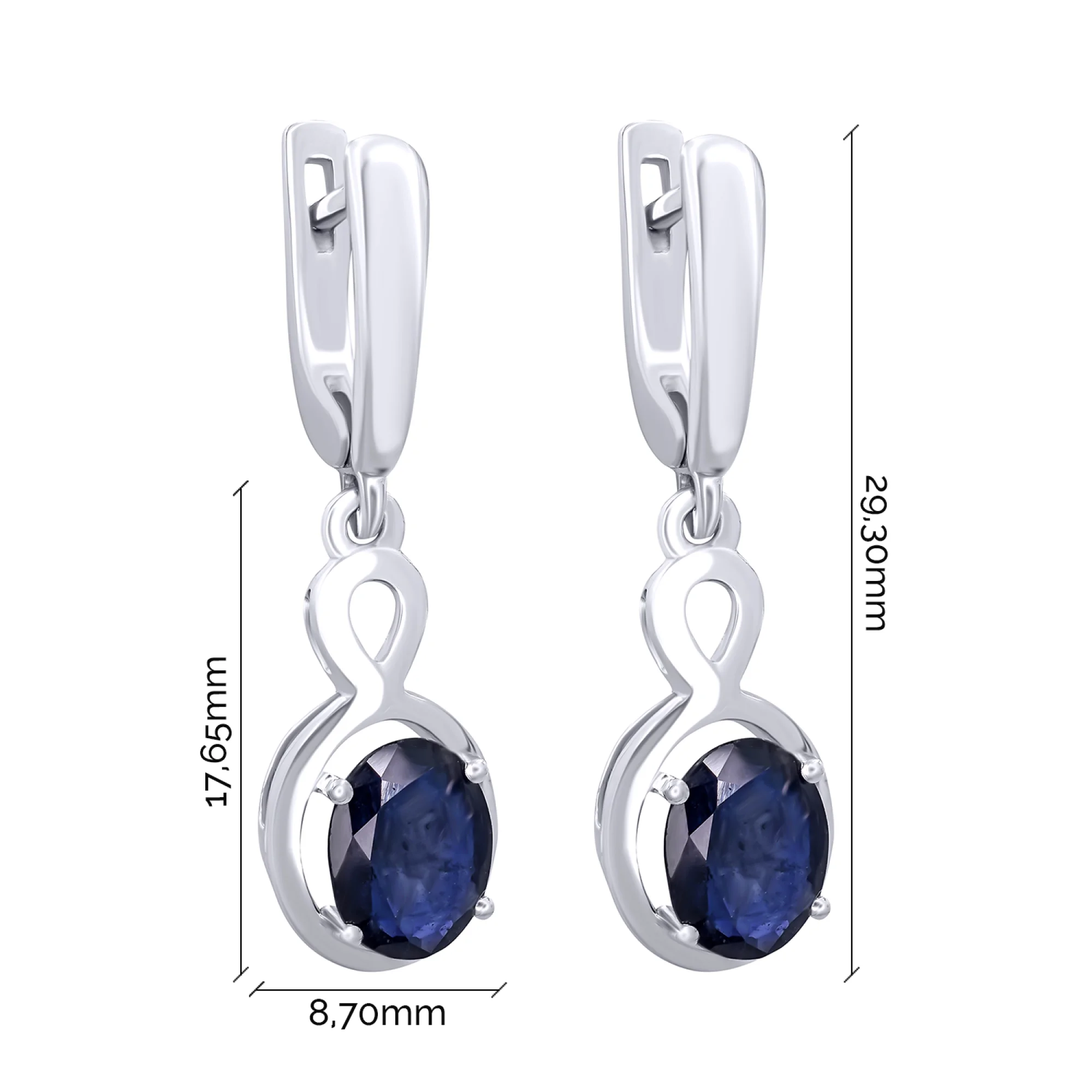 Сережки из белого золота с подвесами и сапфирами - 896205 - 3