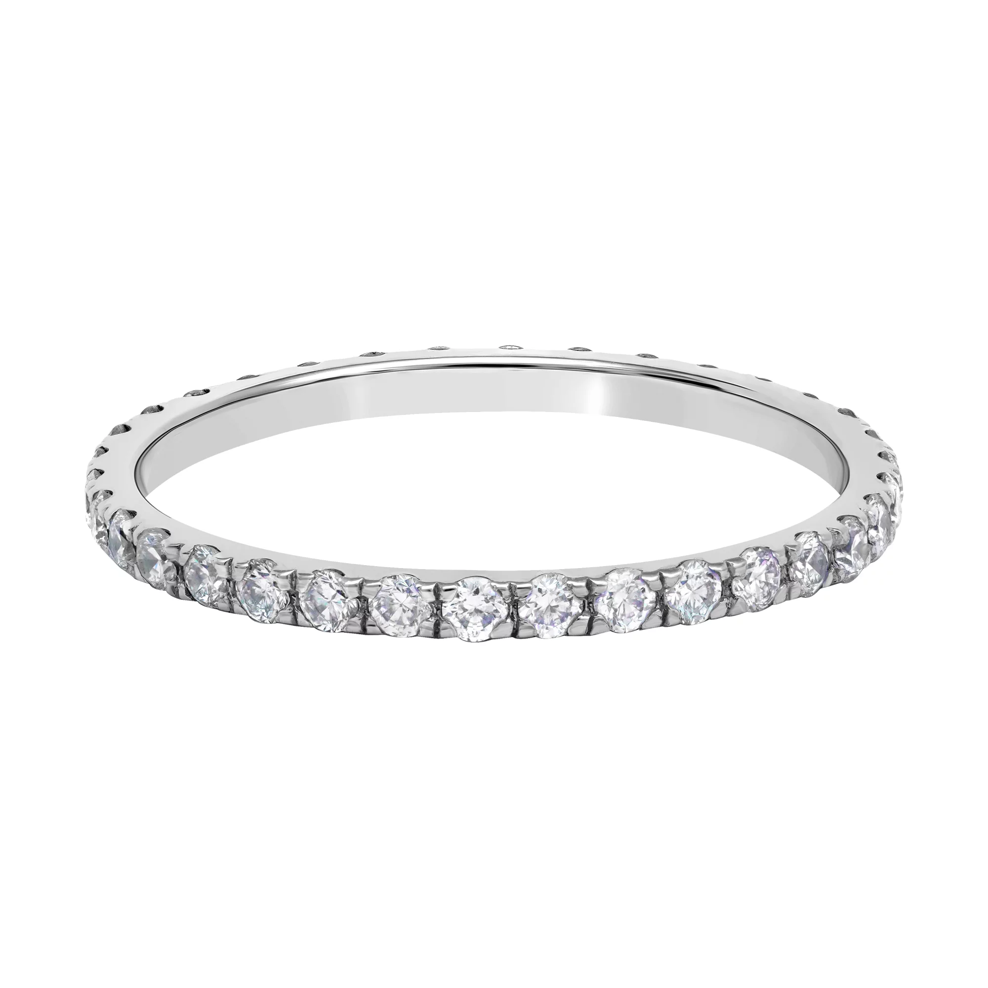 Тонкое кольцо в белом золоте с дорожкой бриллиантов - 1730941 – изображение 2