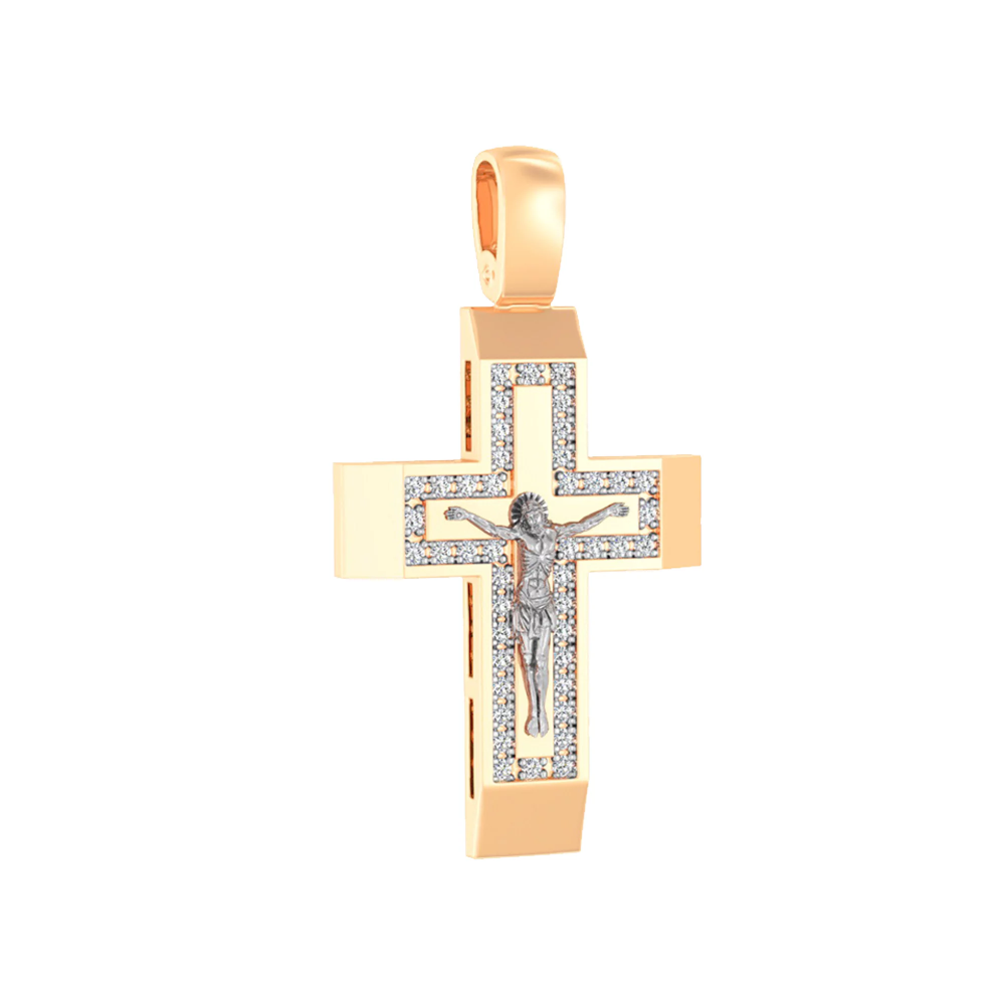 Золотой крестик с фианитом - 1409353 – изображение 1