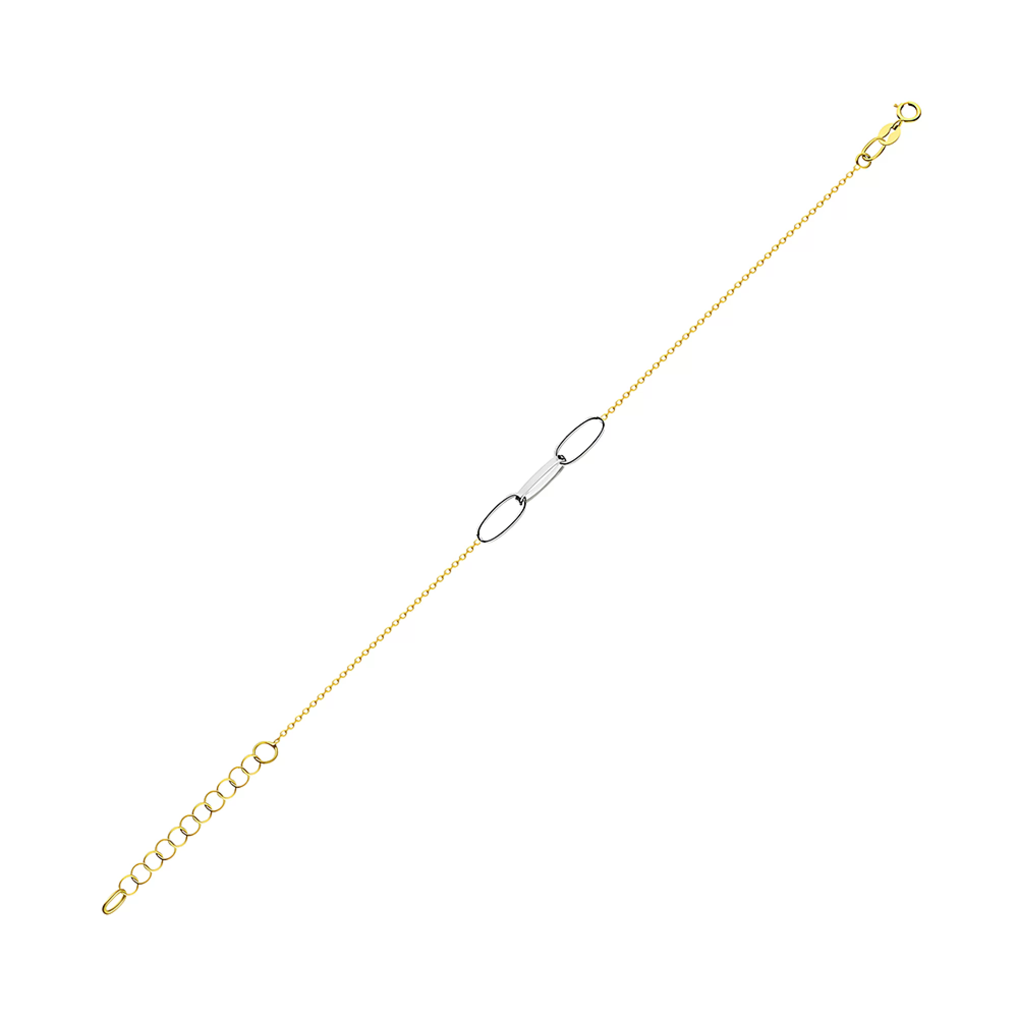 Золотий браслет "Ланки" у жовтому та білому золоті плетіння якір - 1526665 – зображення 2
