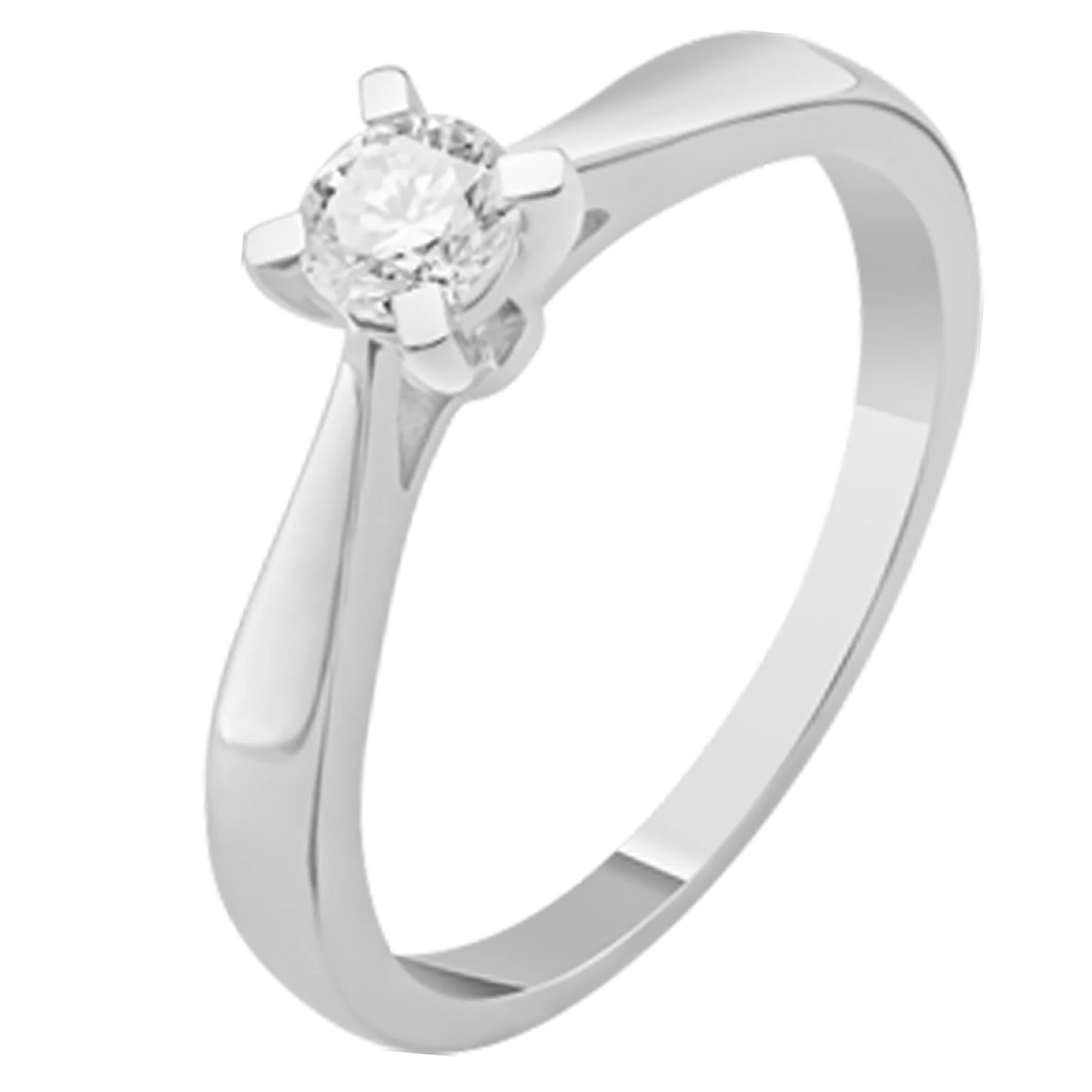 Кольцо с бриллиантом из белого золота - 502521 – изображение 1