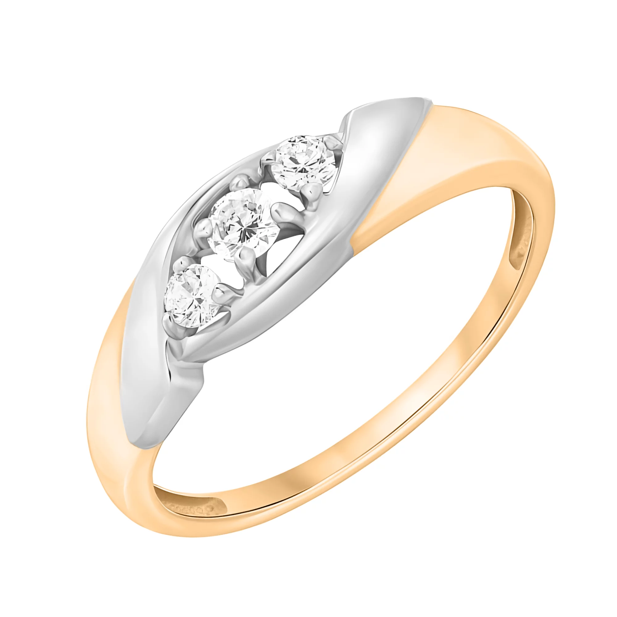 Золотое кольцо с фианитом - 482888 – изображение 1