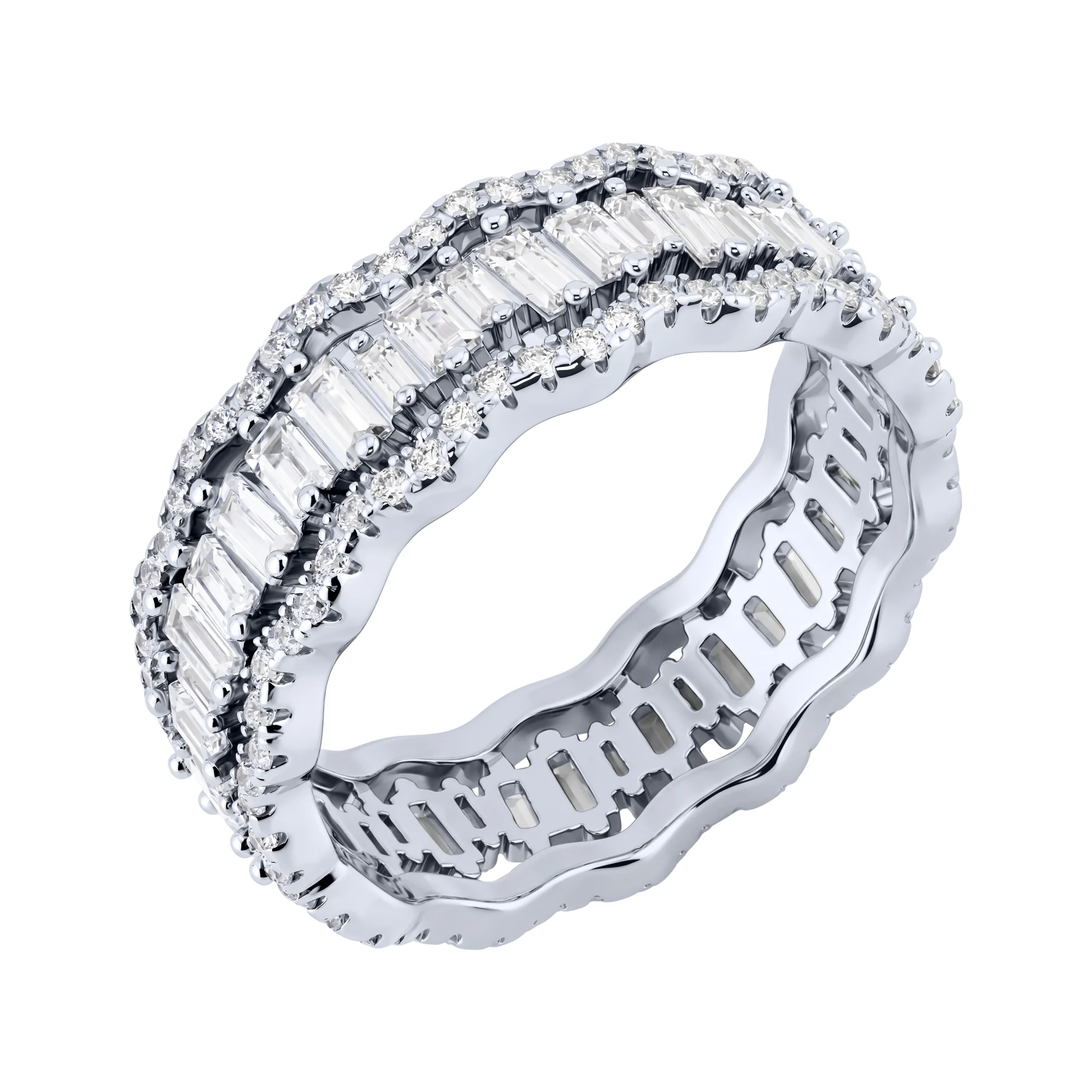 Серебряное кольцо с фианитами  - 2229245 - 1
