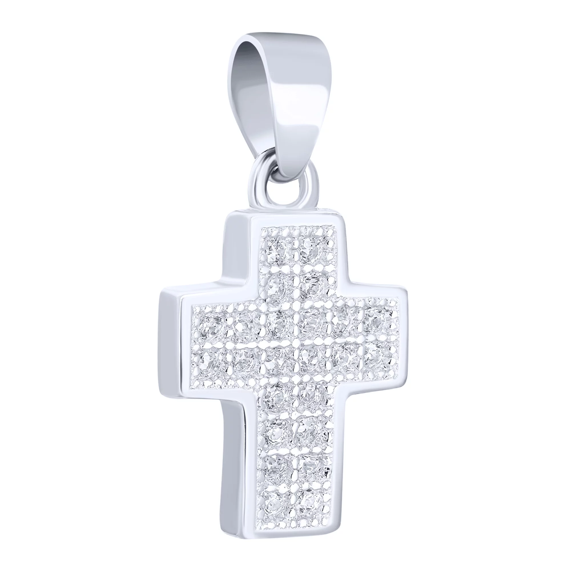 Срібний хрестик з фіанітами - 1612873 – зображення 1