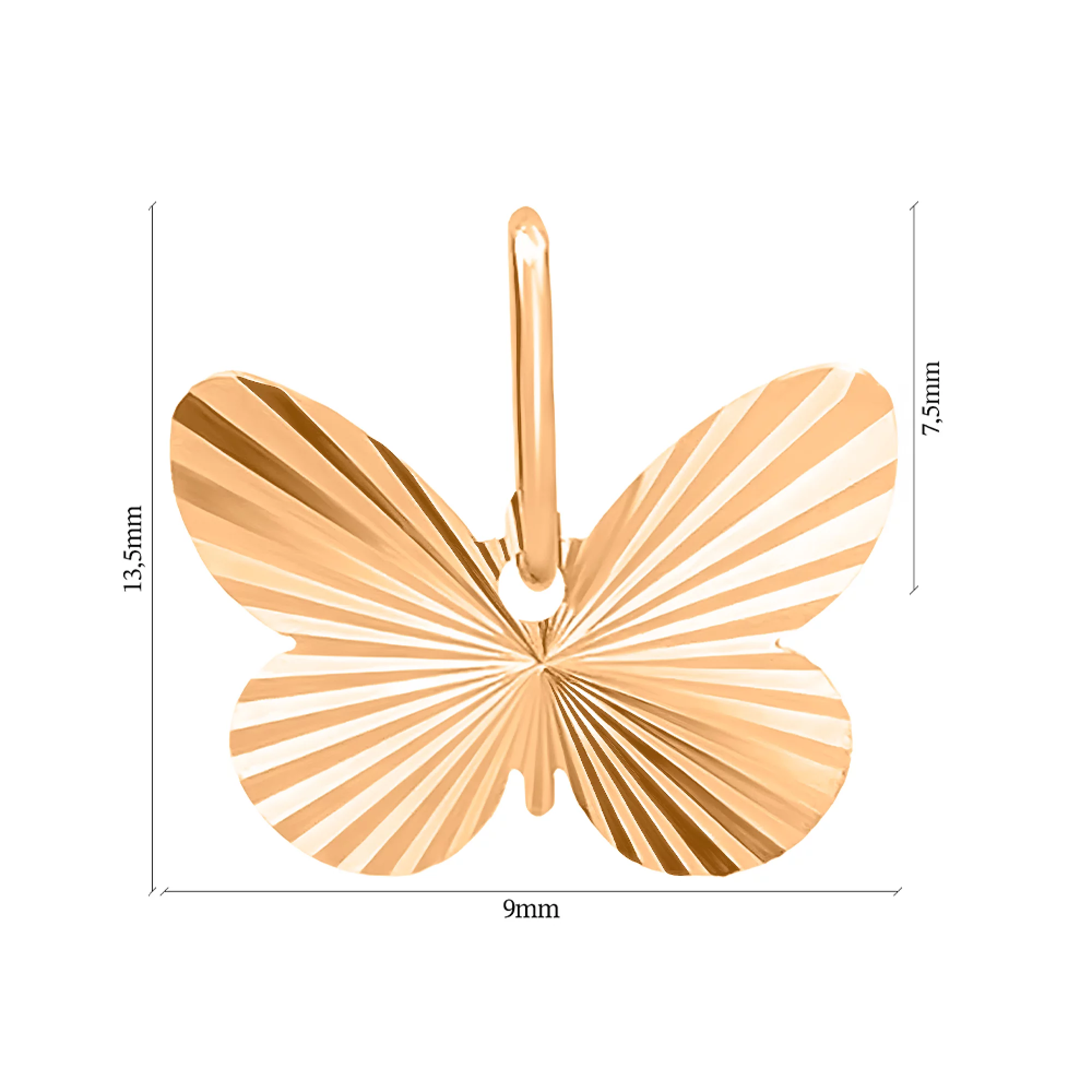 Подвеска "Бабочка" из красного золота - 1348277 – изображение 2