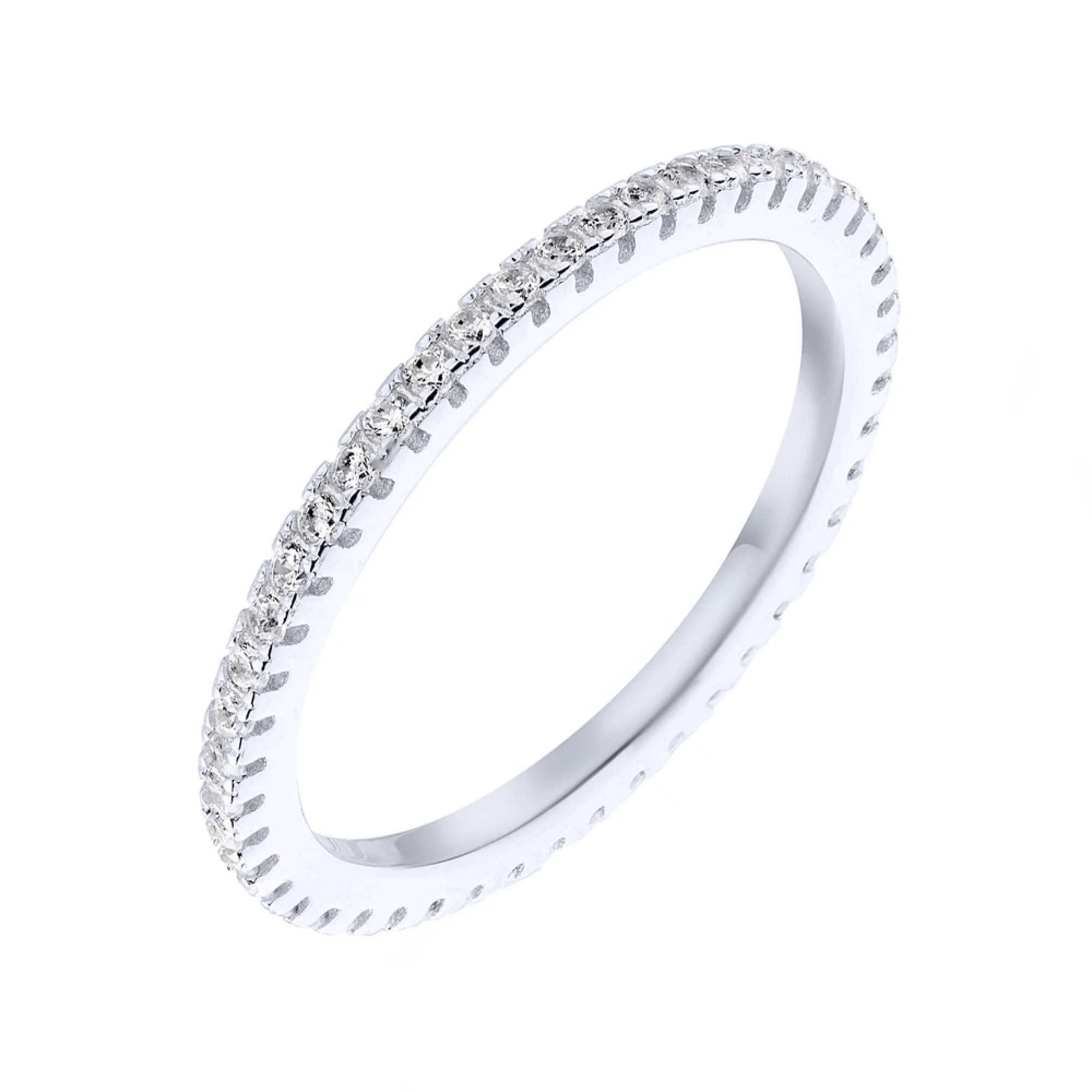 Кольцо из серебра с фианитами - 1618111 – изображение 1