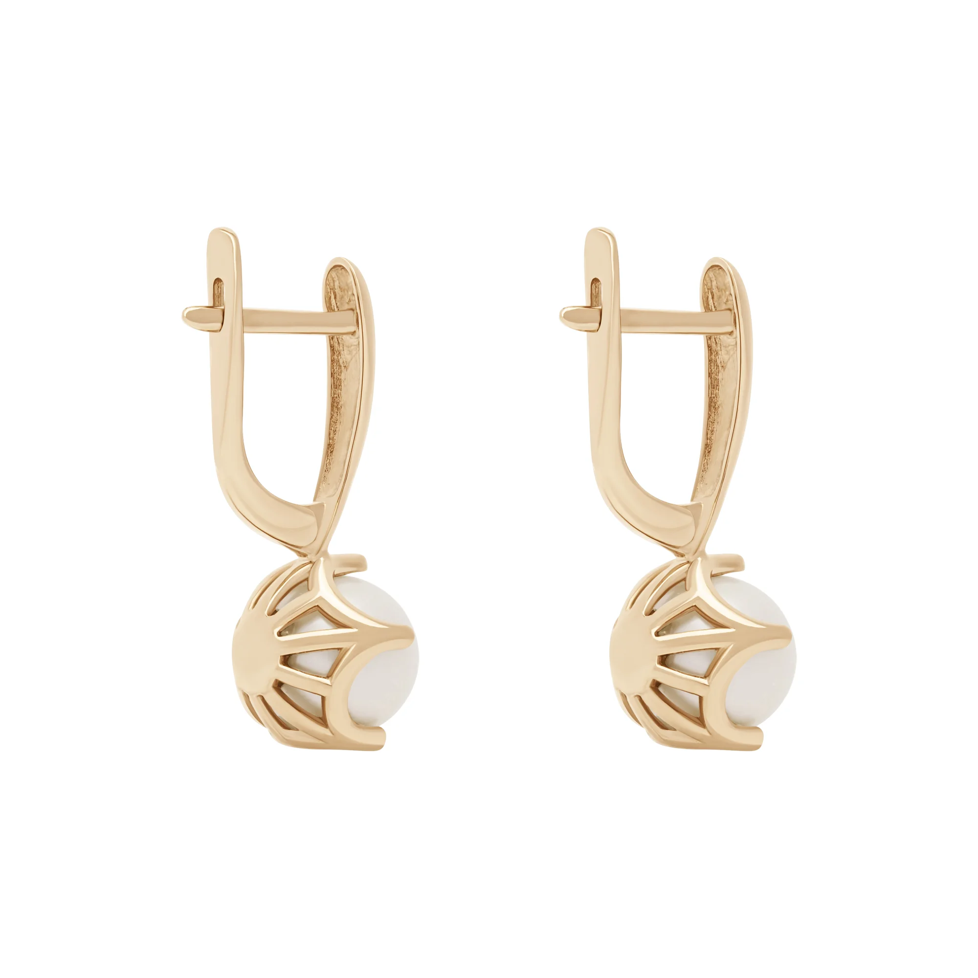 Сережки из красного золота с жемчугом - 1738401 - 5