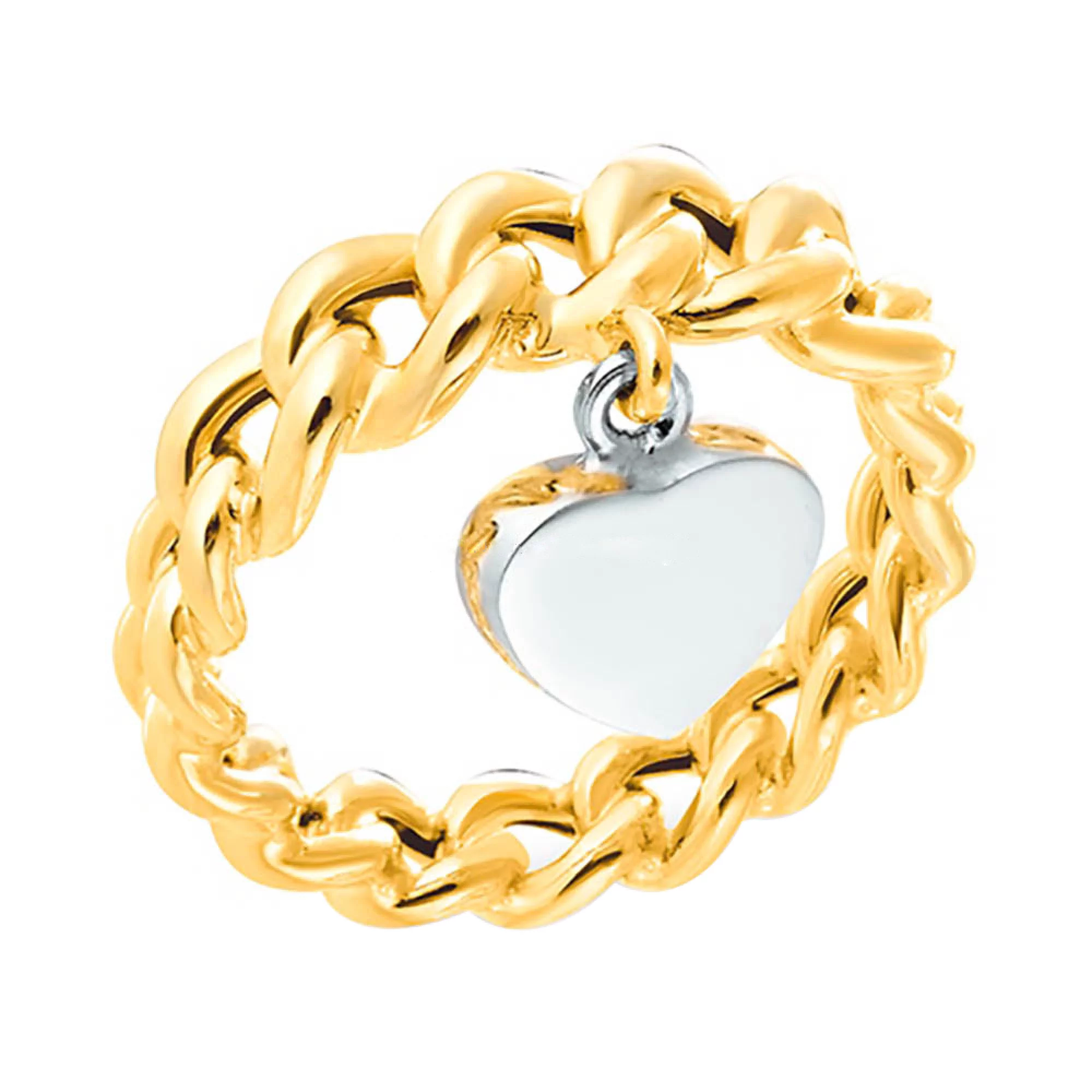 Золота каблучка "Ланцюжок з сердечком" - 1392395 – зображення 1