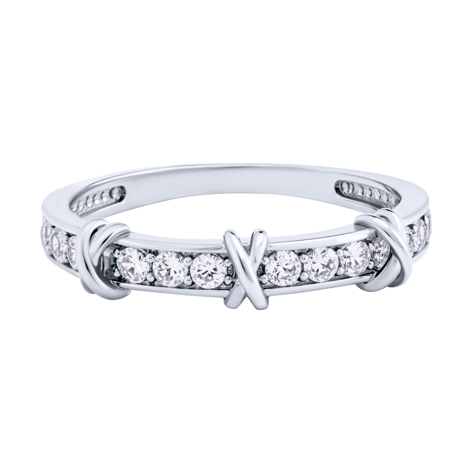 Серебряное кольцо с дорожкой из фианитов - 2088703 - 2
