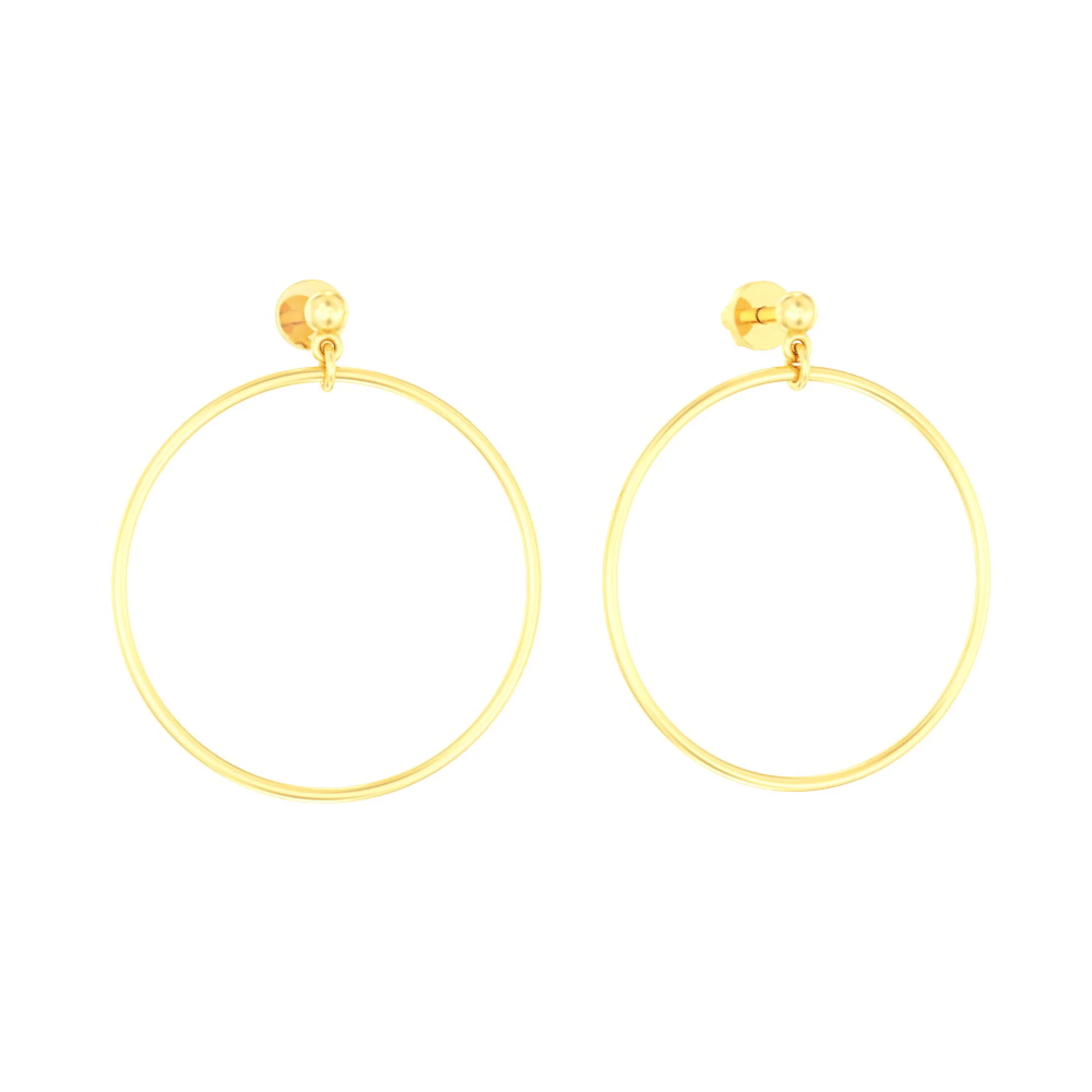 Сережки-пусети з лимонного золота з підвісами "Кільця" - 972009 - 1
