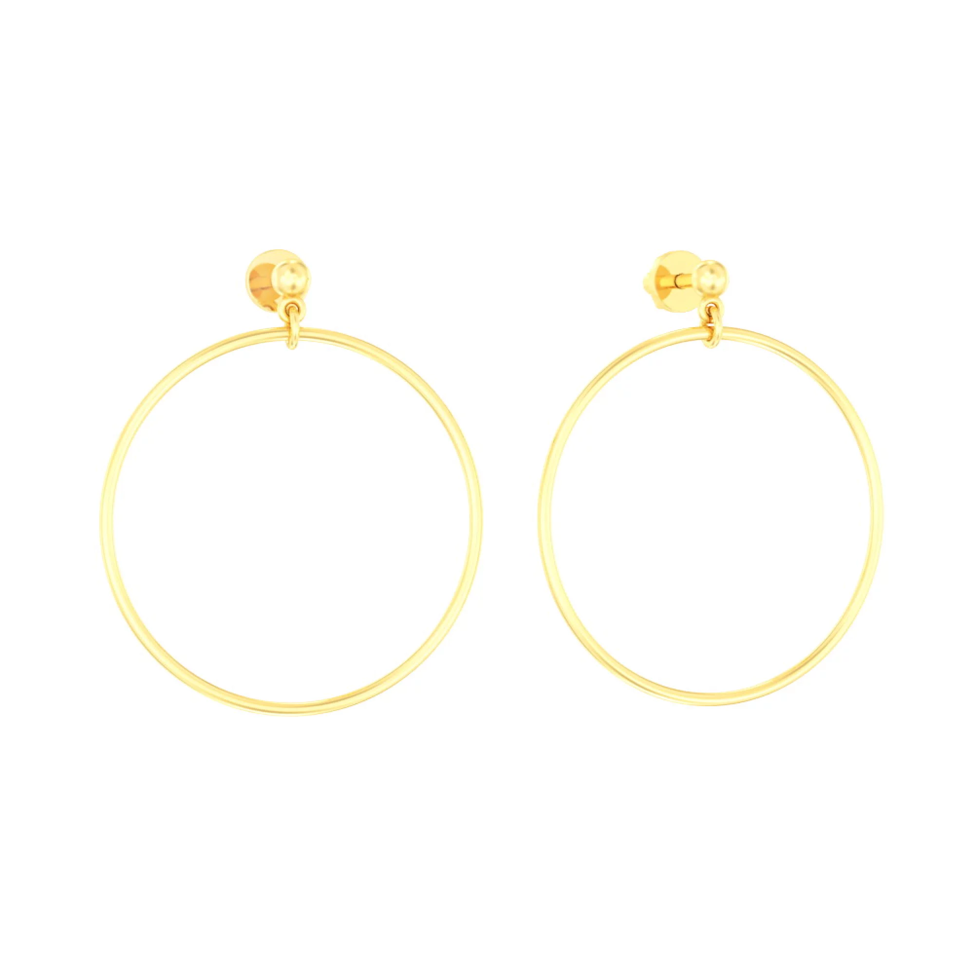 Сережки-гвоздики из лимонного золота с подвесами "Кольца" - 972009 – изображение 1