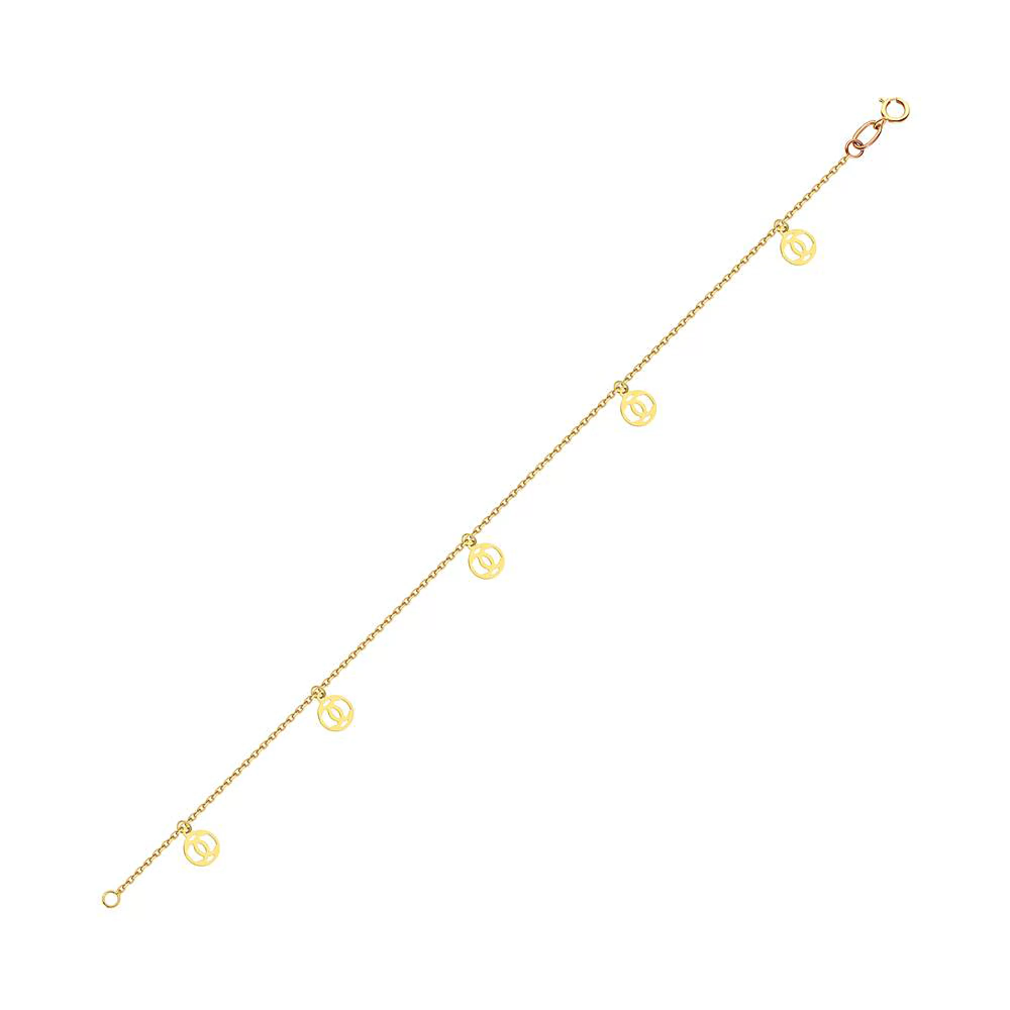 Браслет из лимонного золота с подвесками плетение якорное - 1617600 – изображение 2
