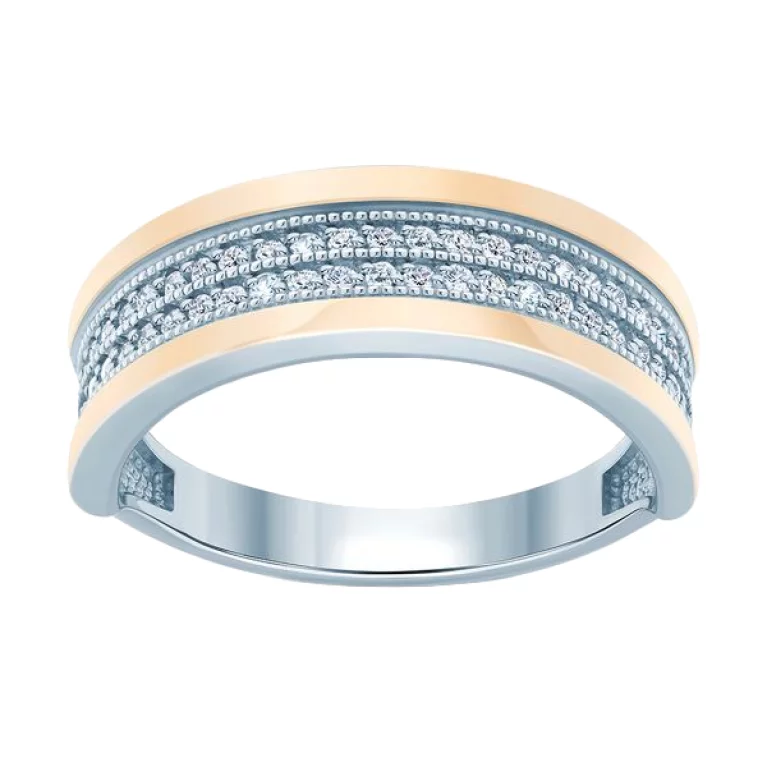 Серебряное кольцо с позолотой и фианитом. Артикул 7201/500439-ЗНР: цена, отзывы, фото – купить в интернет-магазине AURUM