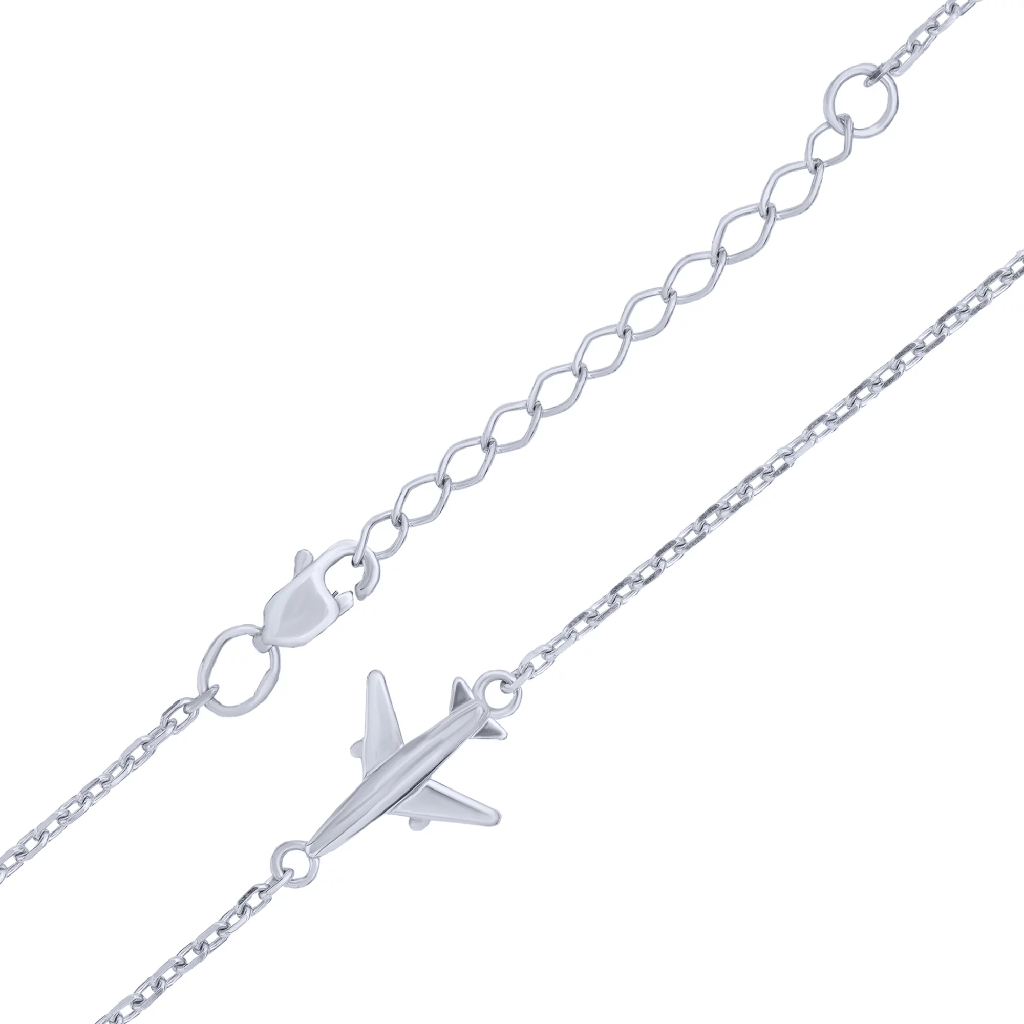 Браслет серебряный с самолетом якорное плетение - 1715005 – изображение 2