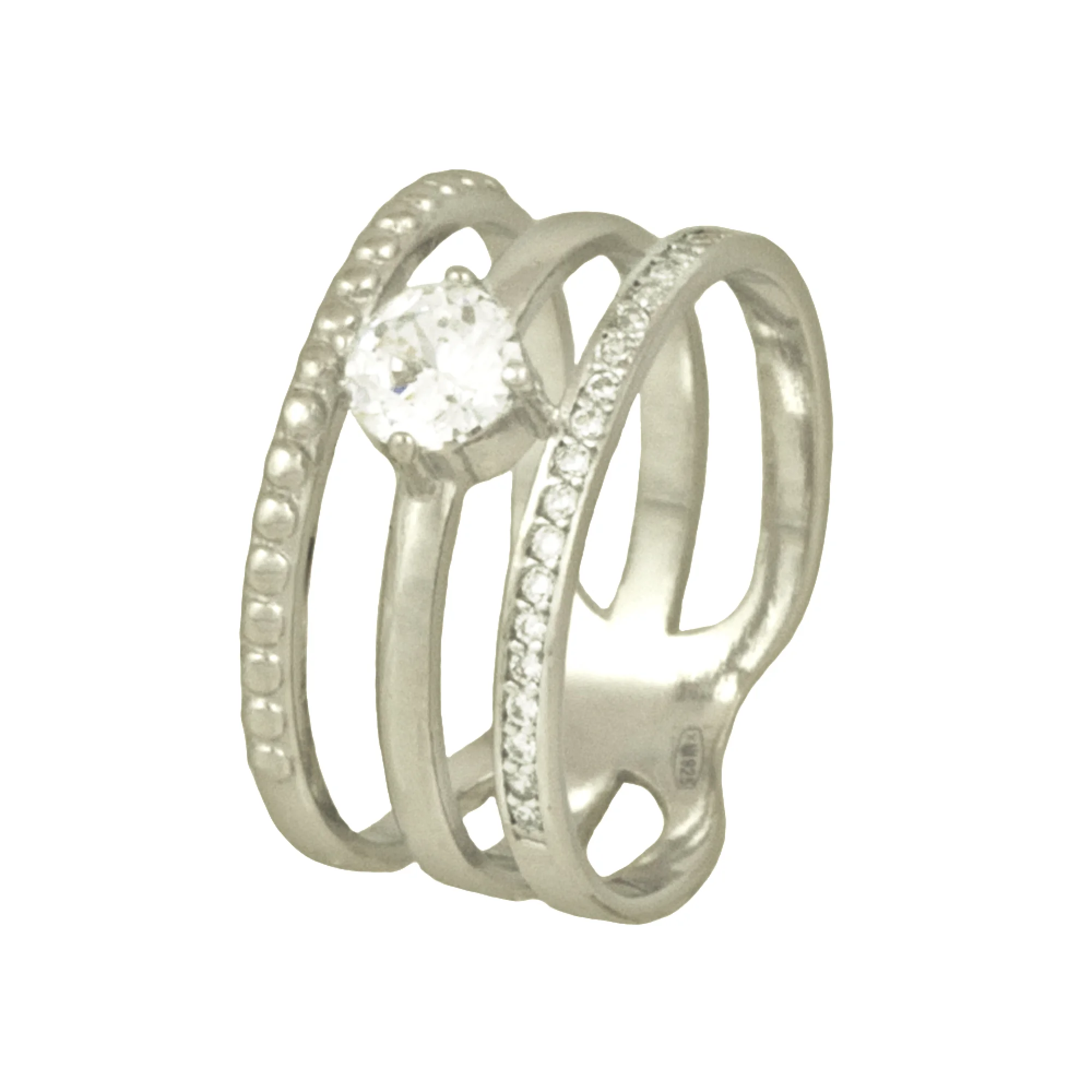 Серебряное кольцо с циркониями - 547498 - 1