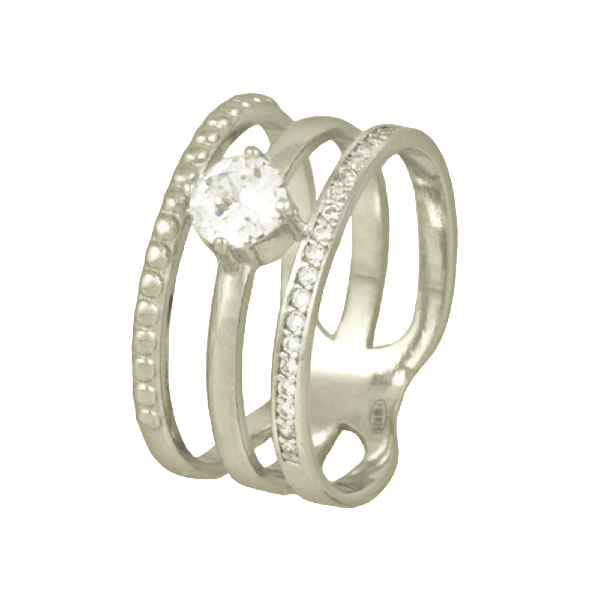 Серебряное кольцо с циркониями - 547498 – изображение 1