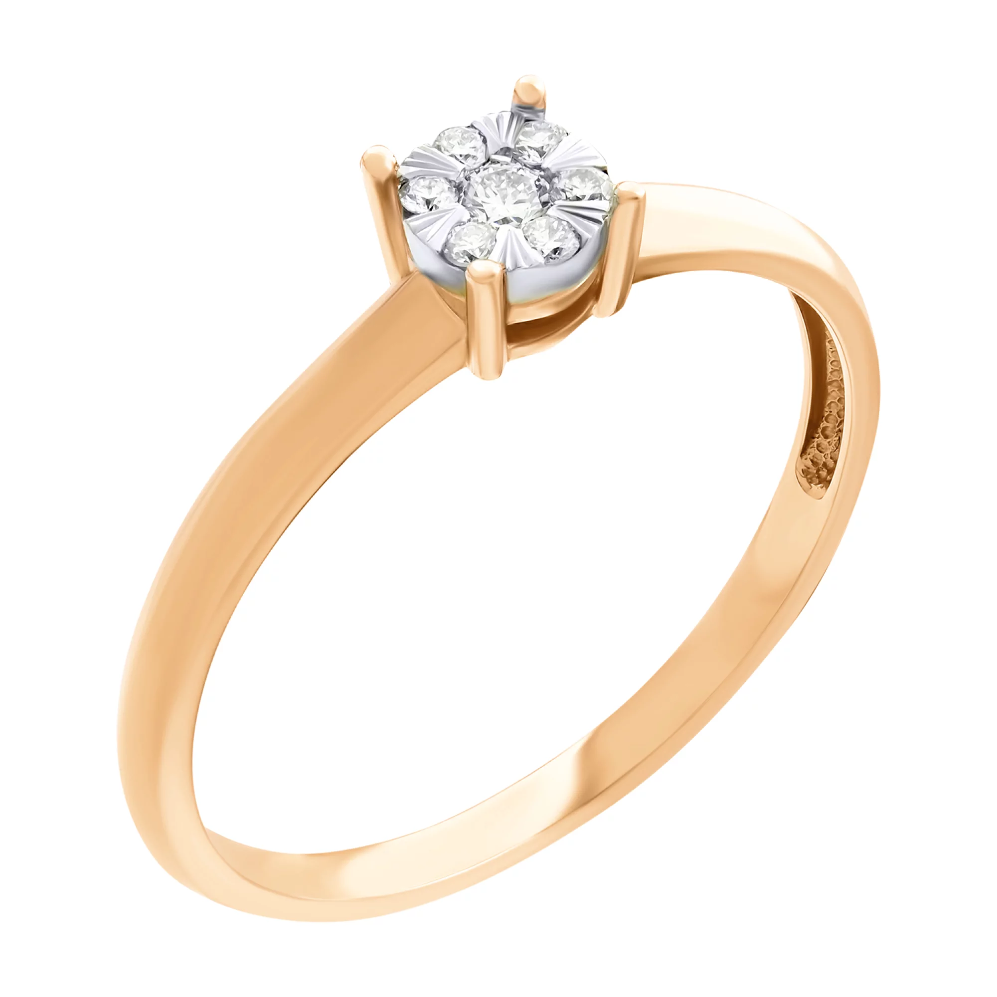 Кольцо из красного золота с бриллиантами - 798655 – изображение 1
