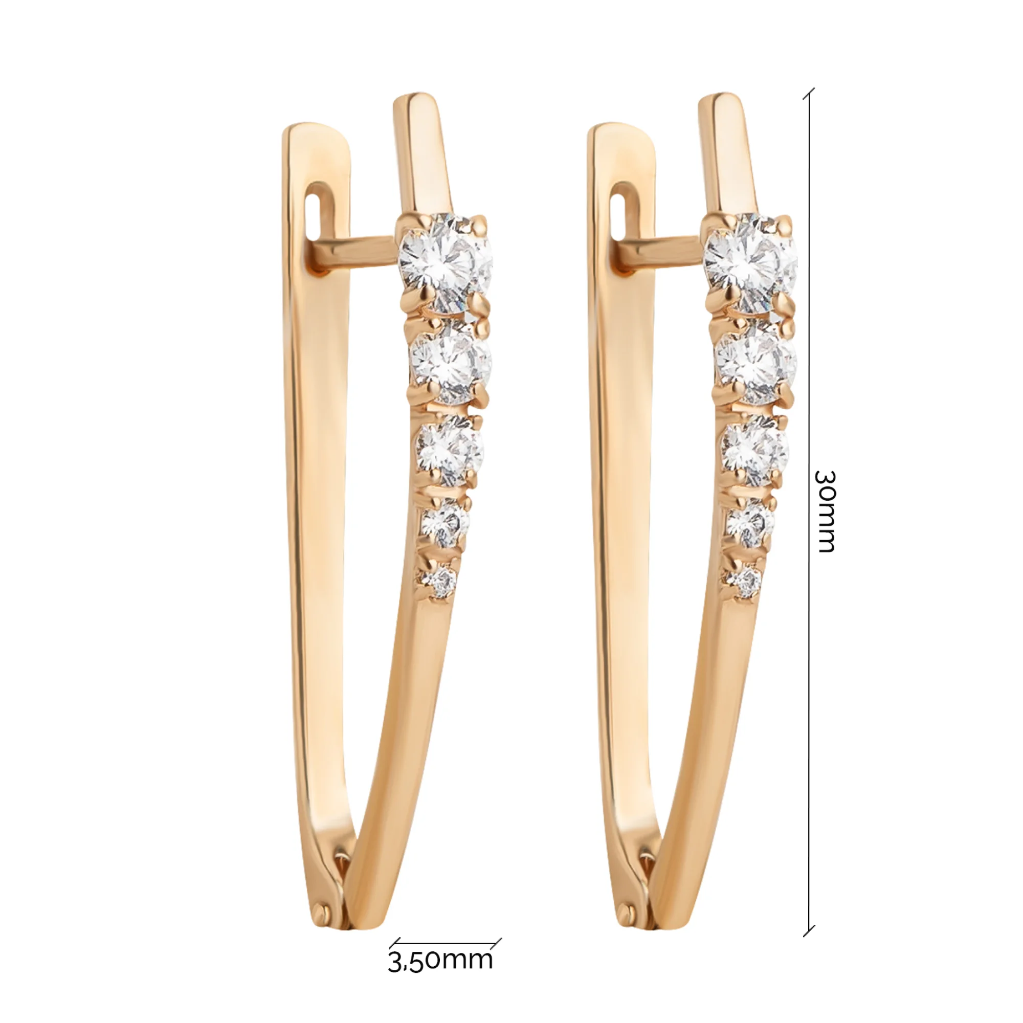 Сережки из красного золота с фианитами - 952494 - 4