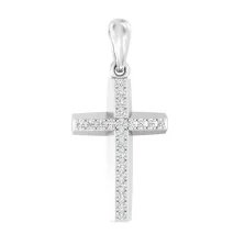 Декоративний хрестик у білому золоті з діамантами - 1777772