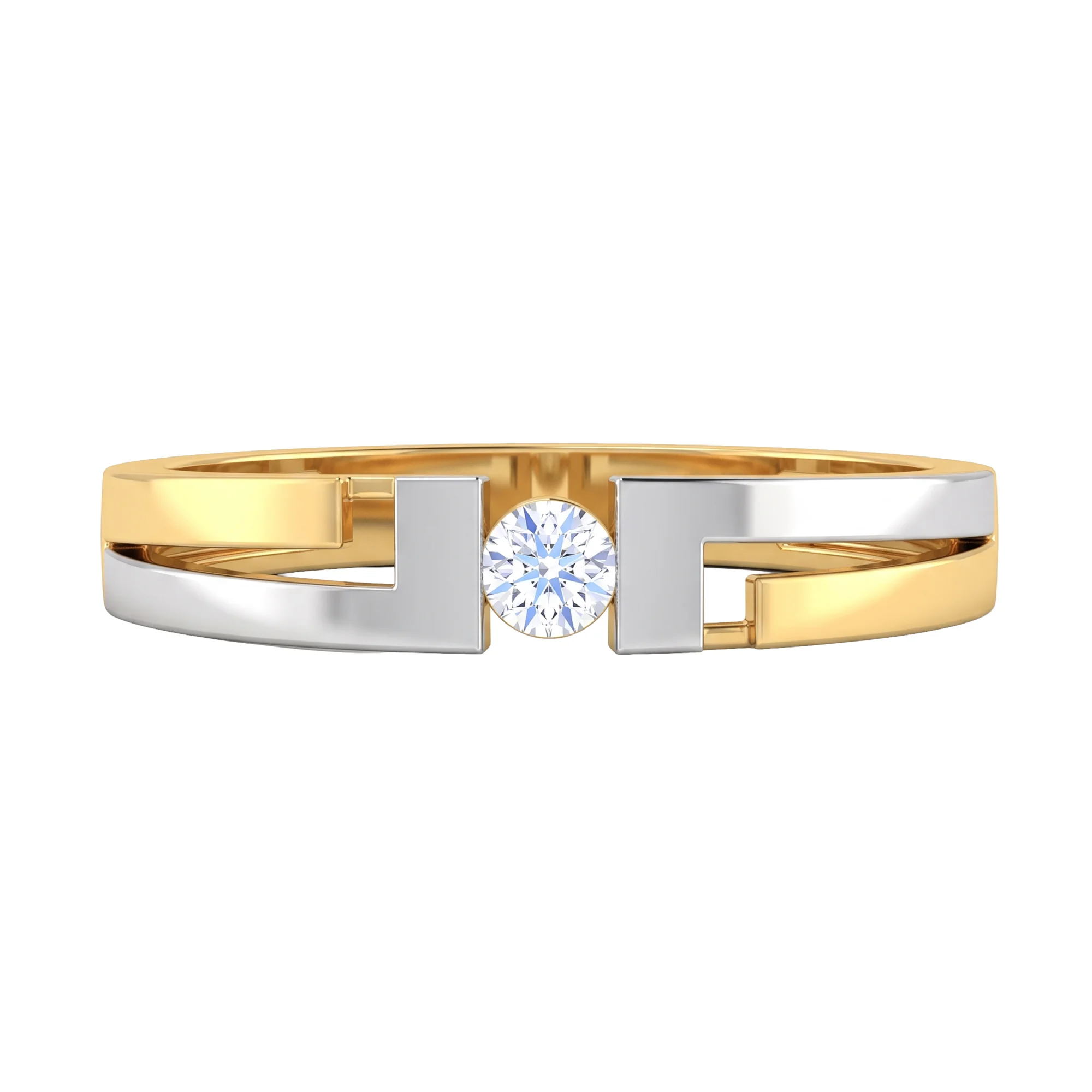 Кольцо из комбинированного золота с фианитом - 964620 - 2