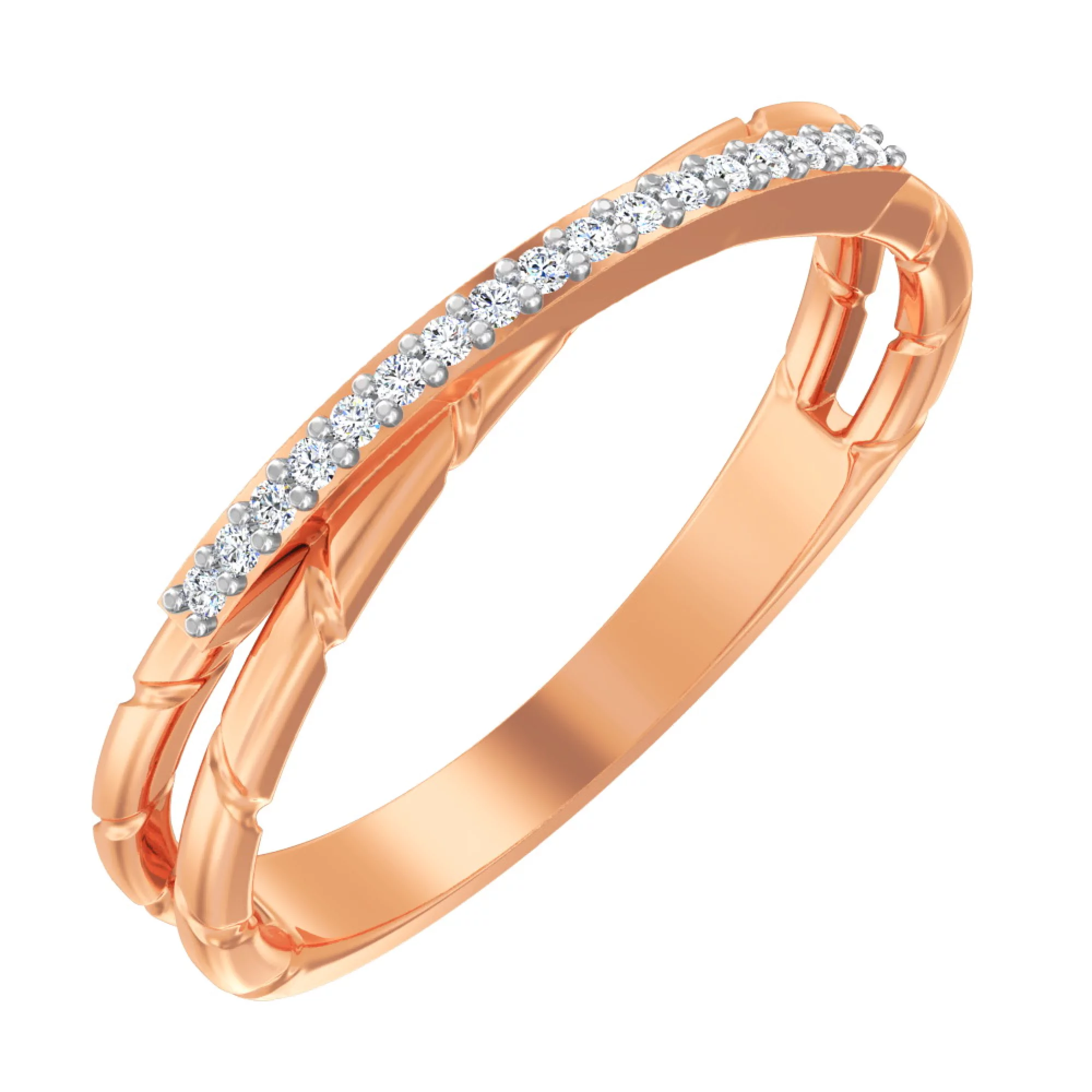 Кольцо из красного золота с фианитом - 969604 – изображение 1