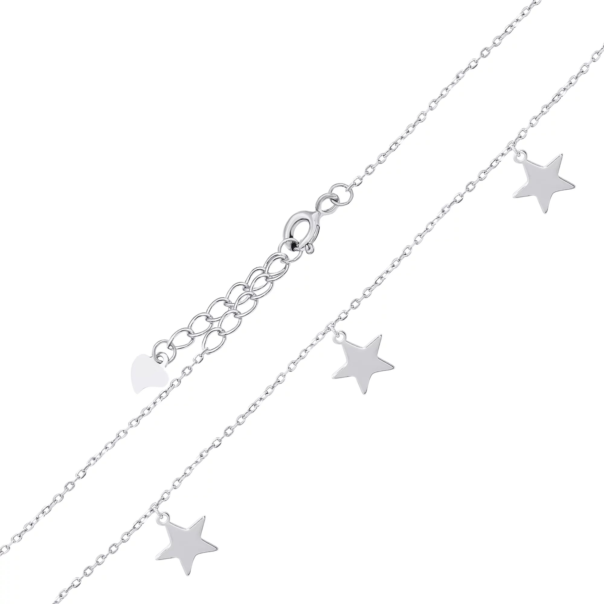 Колье серебряное "Звездочки" плетение якорь - 1548223 – изображение 1