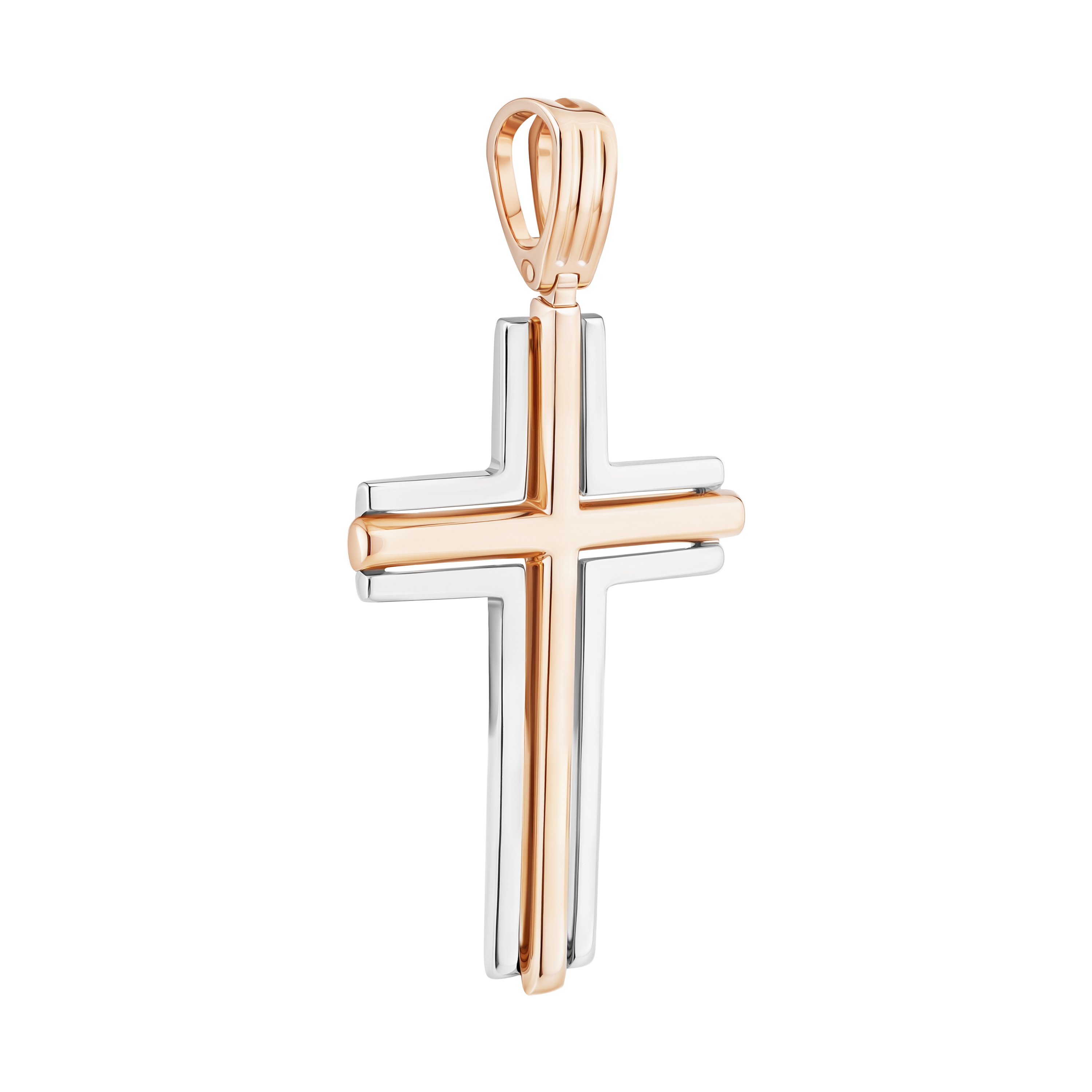 Хрестик декоративний із комбінованого золота