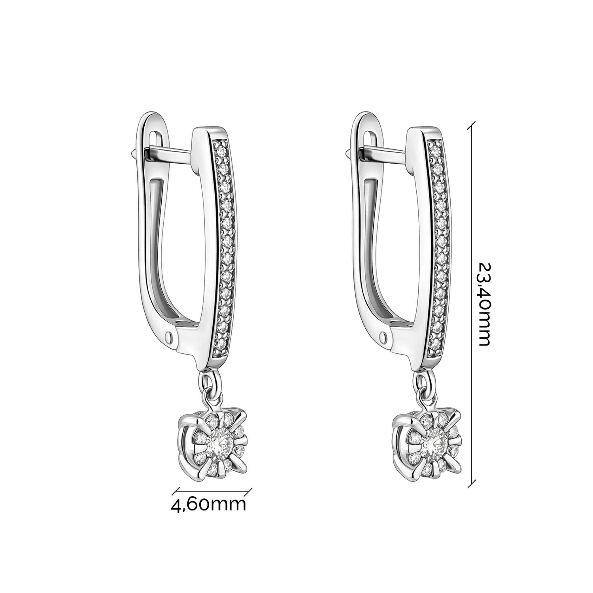 Серьги из белого золота с подвесом и россыпью бриллиантов - 2182594 - 3