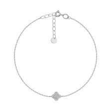 Браслет "Конюшина" з білого золота з діамантами плетіння якір - 2150119